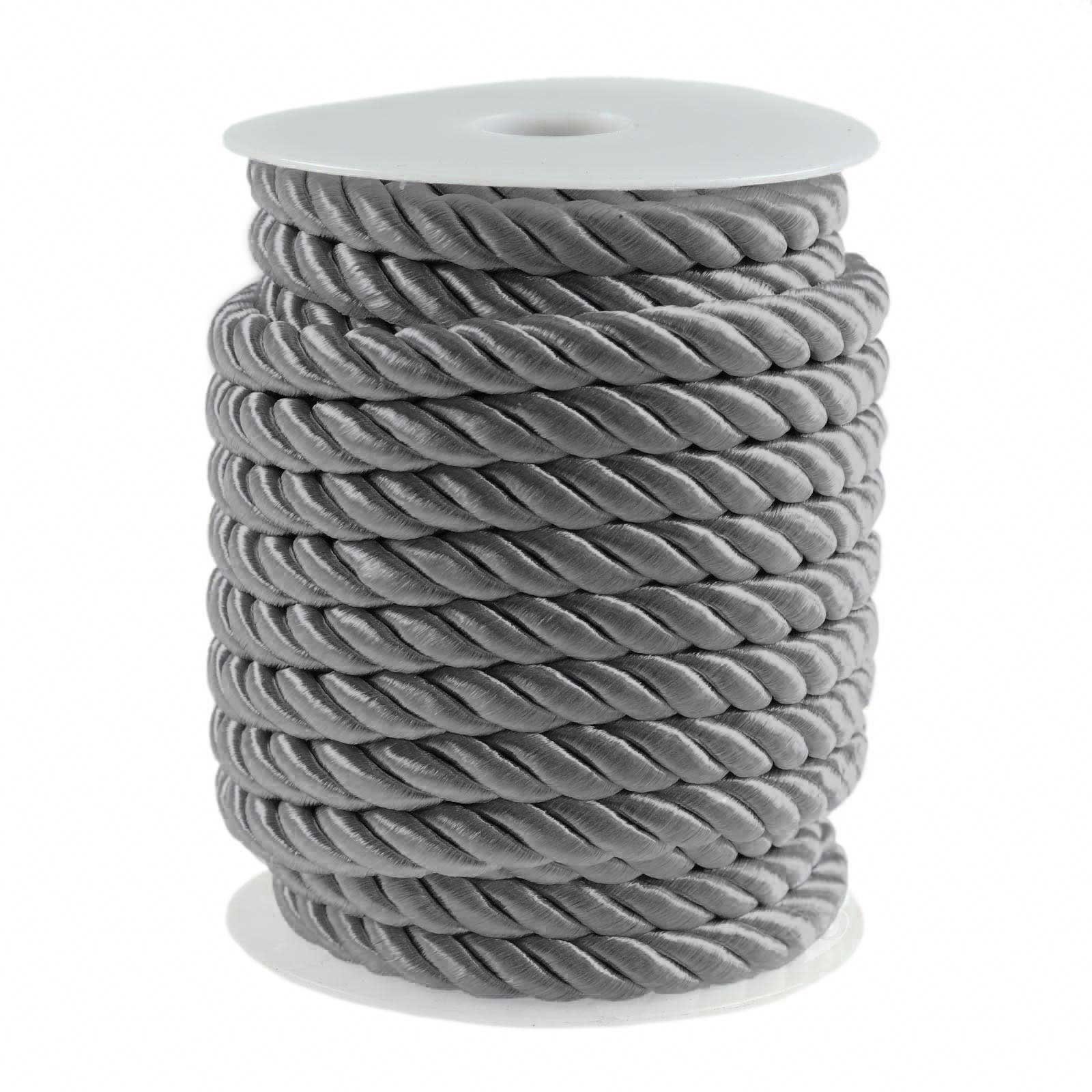 maDDma Seil 10m Kordelschnur glänzend gedreht ca. 8-10 mm, grau