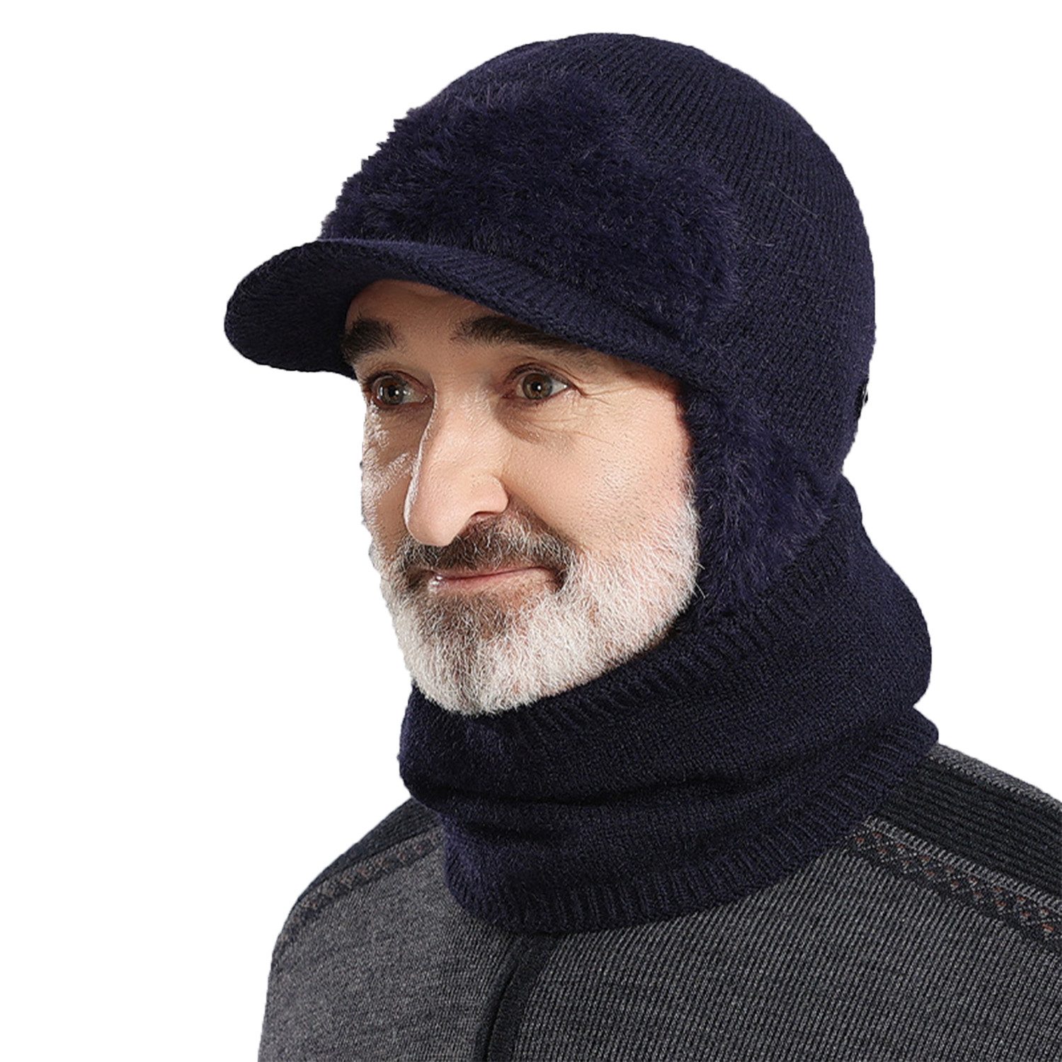 Refttenw Mütze & Schal Herren Warme Winter Mütze mit Visier, Halswärmer, Oh günstig online kaufen