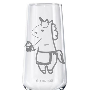Mr. & Mrs. Panda Sektglas Einhorn Muffin - Transparent - Geschenk, Unicorn, Einhorn Deko, Sektg, Premium Glas, Stilvolle Gravur