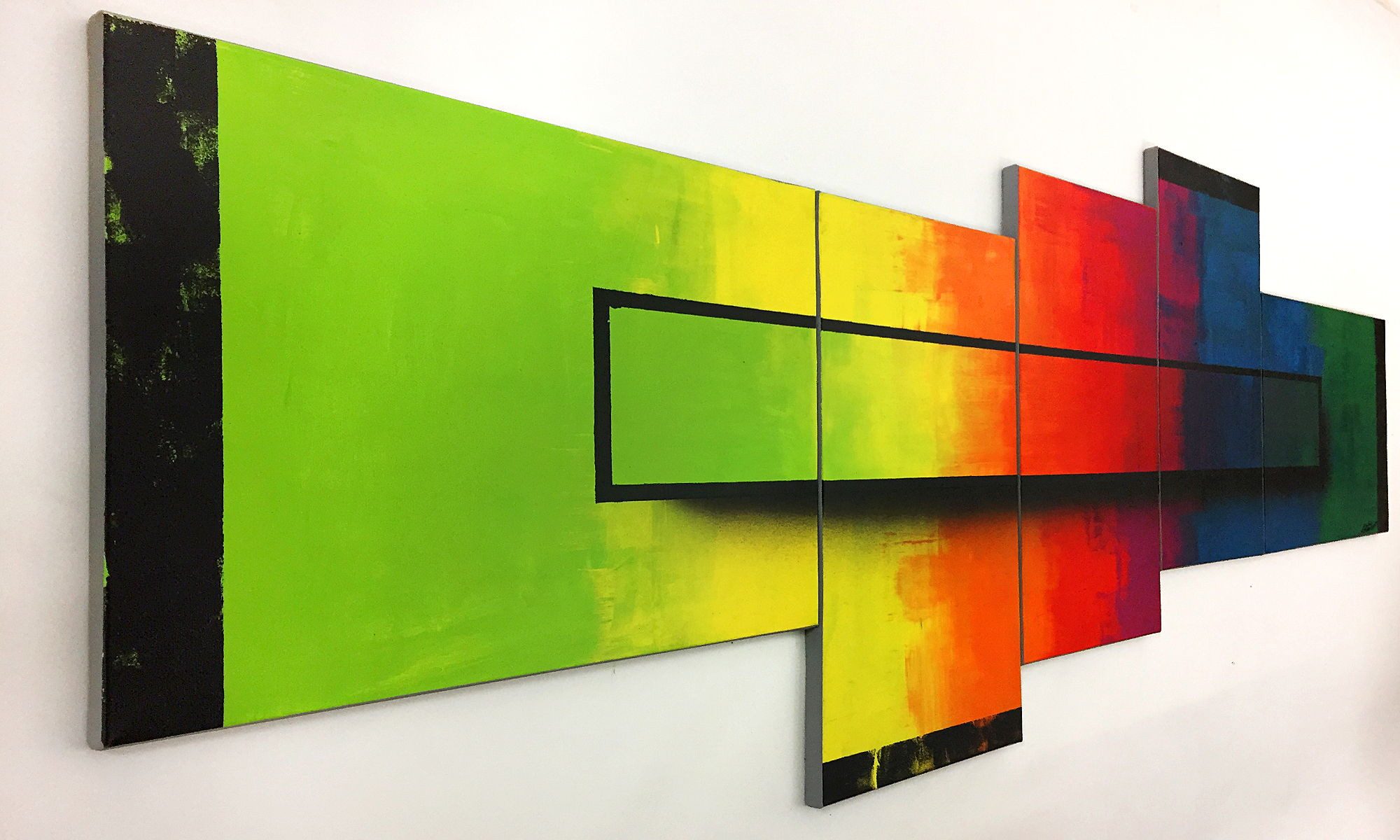 WandbilderXXL XXL-Wandbild Happy Colors 240 x 100 cm, Abstraktes Gemälde, handgemaltes Unikat