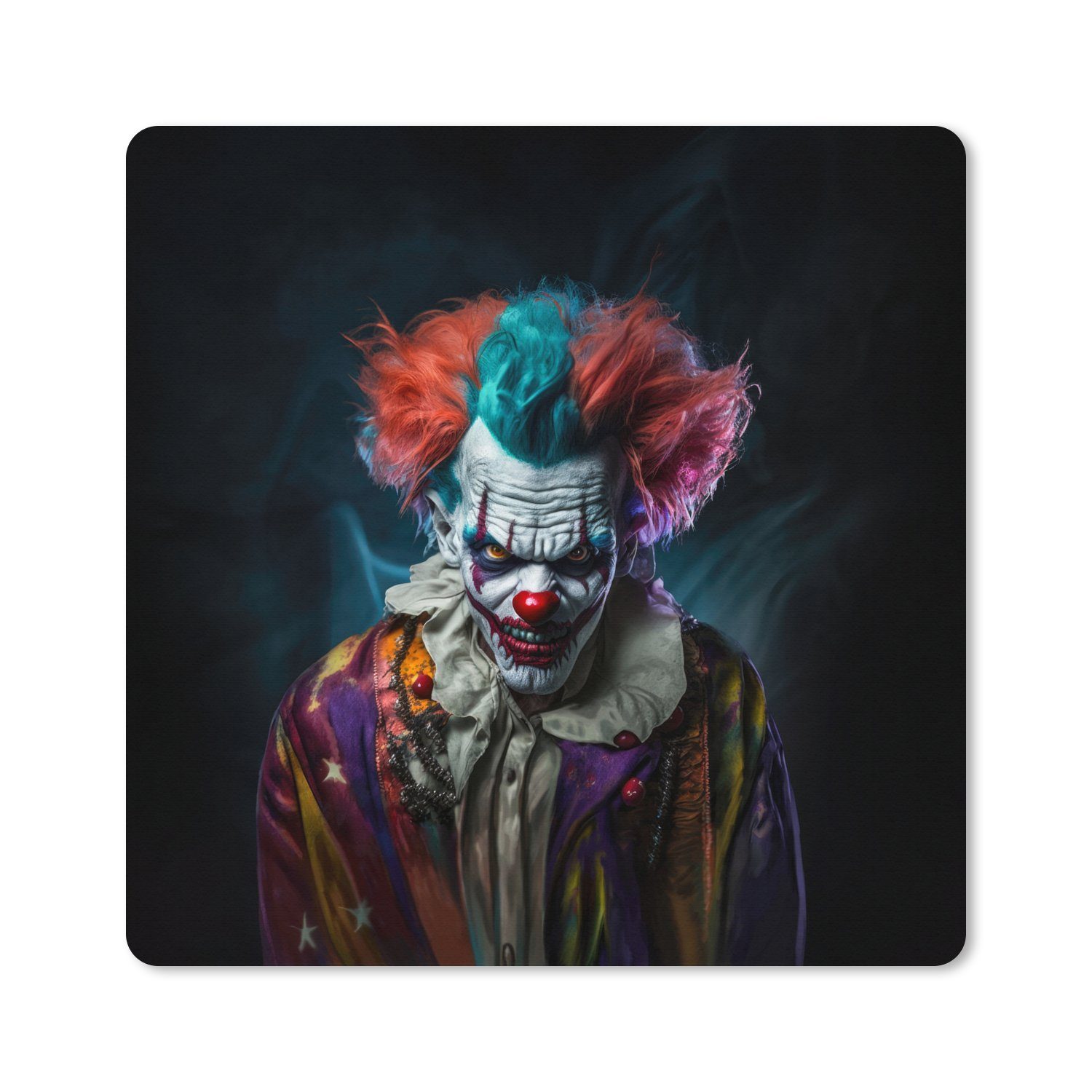 MuchoWow Gaming Mauspad Clown - Make-up - Kostüm - Porträt - Horror (1-St), Gaming, Rutschfester Unterseite, Mausunterlage, 60x60 cm, XXL, Großes