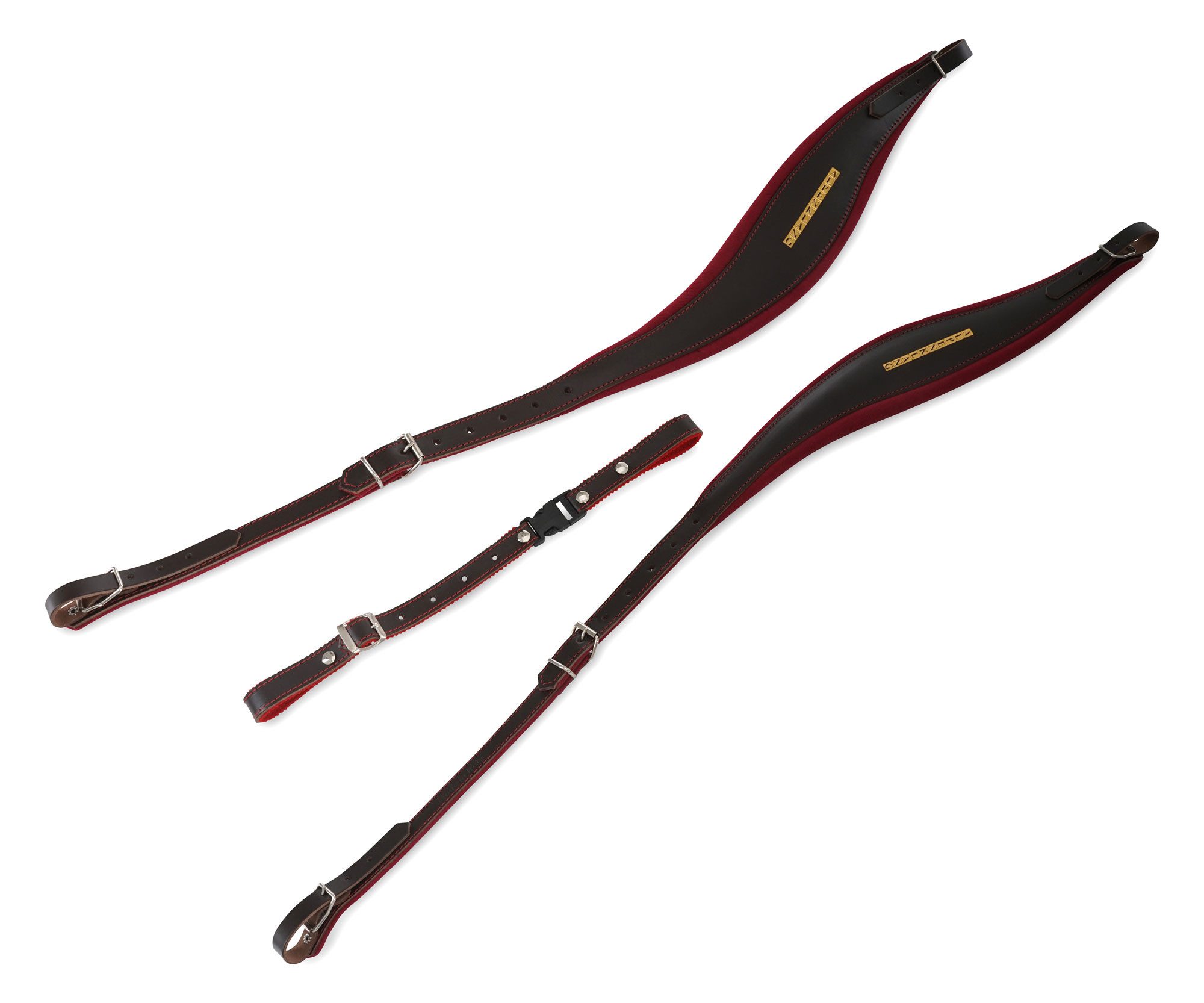 Alpenklang Knopf-Akkordeon Comfort S-Form Akkordeonriemen Braun/Rot (Set, inkl. Querriemen), mit verstellbarem Querriemen