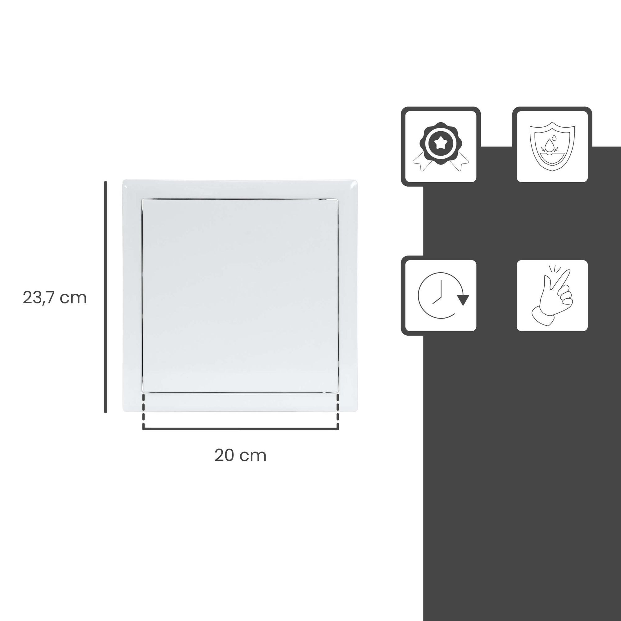 PROTEKTOR Revisionsklappe Revisionstür Schnappverschluss (20 × 20 cm, weiß, 1-St), Wartungsklappe, feuchtraumgeeignet