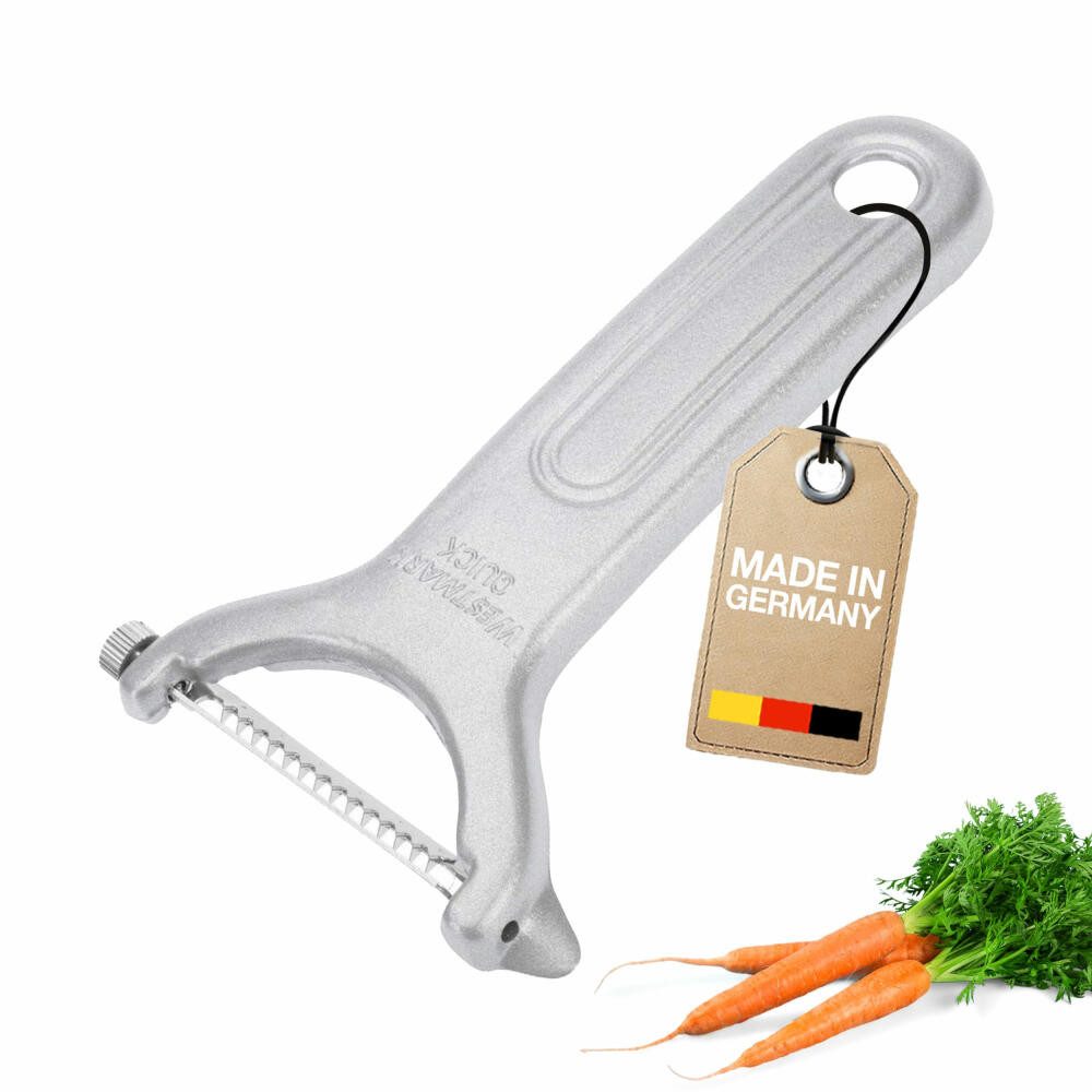 WESTMARK Sparschäler Quick-Spezial, Grob gezackte Edelstahl-Klinge, Gemüseschäler, Made in Germany, rostfrei