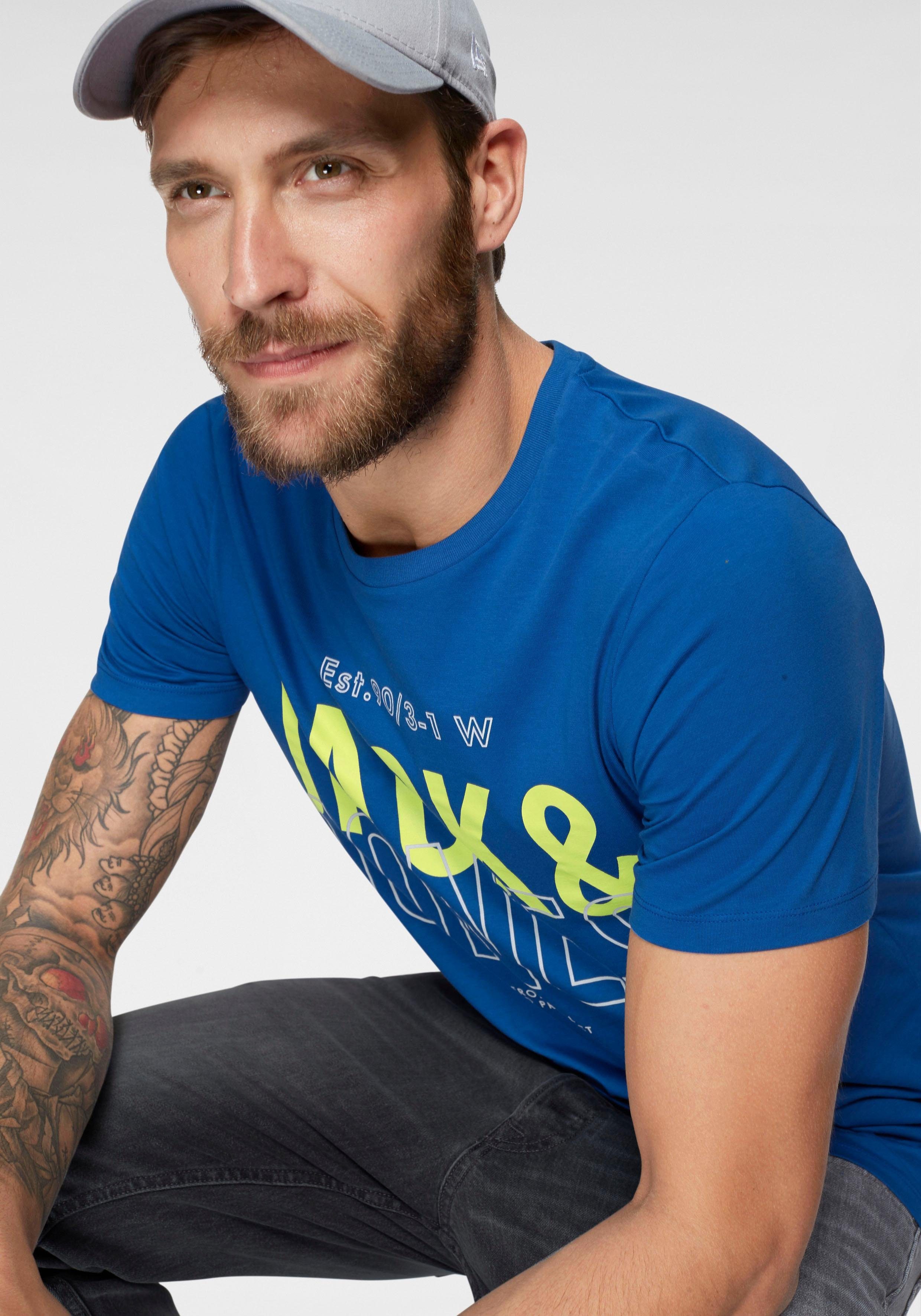 Jack & Jones T-Shirt JCOKOMPO Kurzarm-Design mit Print und optimaler Passform Print, modisch, regular fit, Baumwolle, Rundhals
