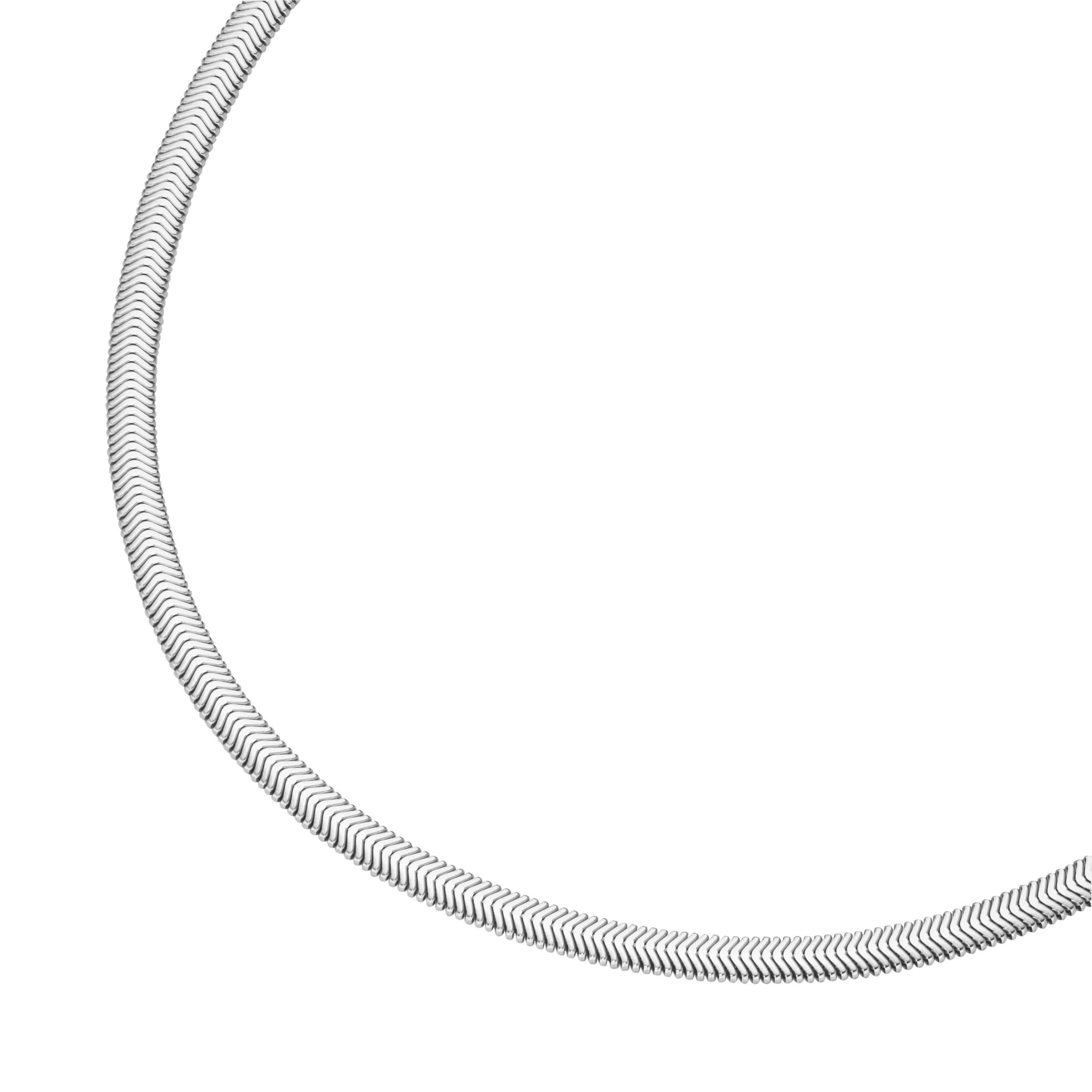 Kette ohne Anhänger gedrückte Schlangenkette massiv, Silber 925