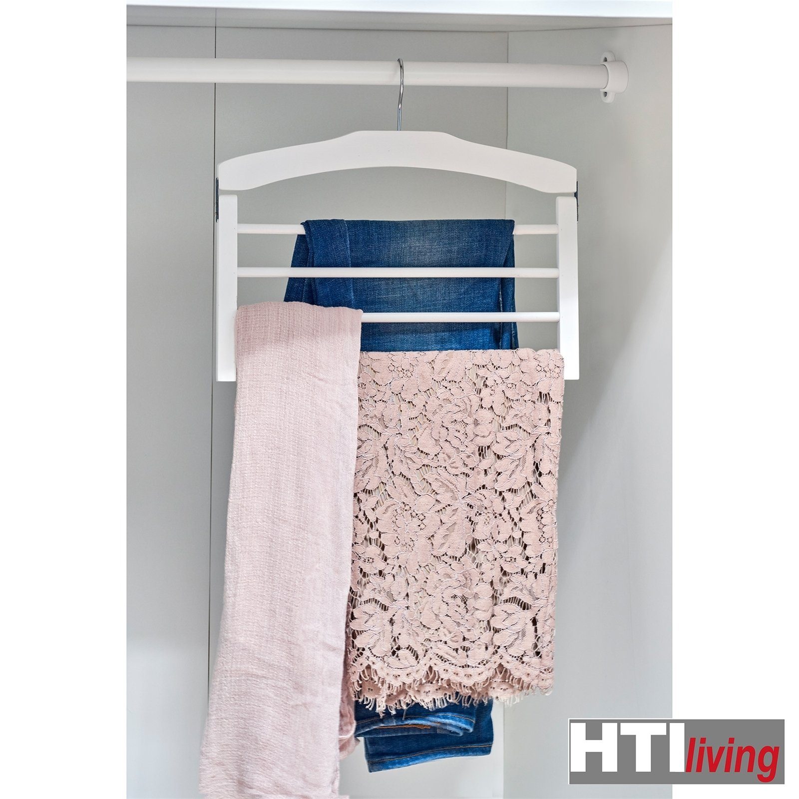 HTI-Living Kleiderbügel Mehrfach-Hosenbügel Buche, weiß, (Stück, 1-tlg), Garderobenbügel
