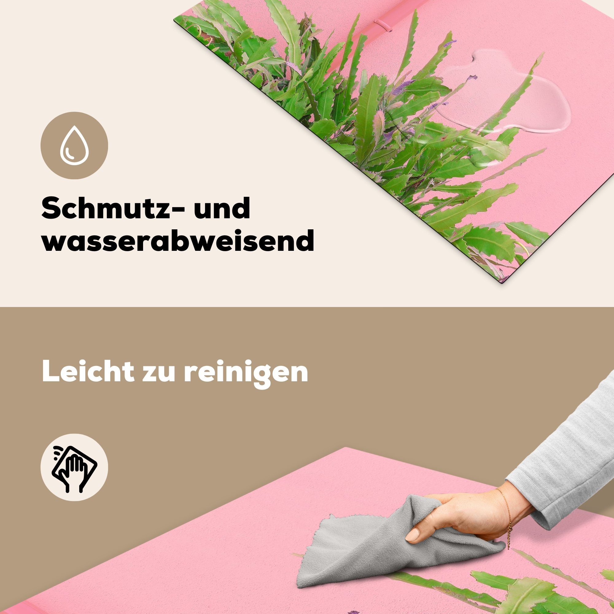 MuchoWow Herdblende-/Abdeckplatte Pflanze Rosa, küche für Arbeitsplatte Vinyl, Ceranfeldabdeckung, cm, Sommer - (1 tlg), 81x52 