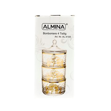 Almina Vorratsglas 4 Teiliger Bonboniere-Set mit goldenen und silbernen Details aus Glas, (4-tlg)
