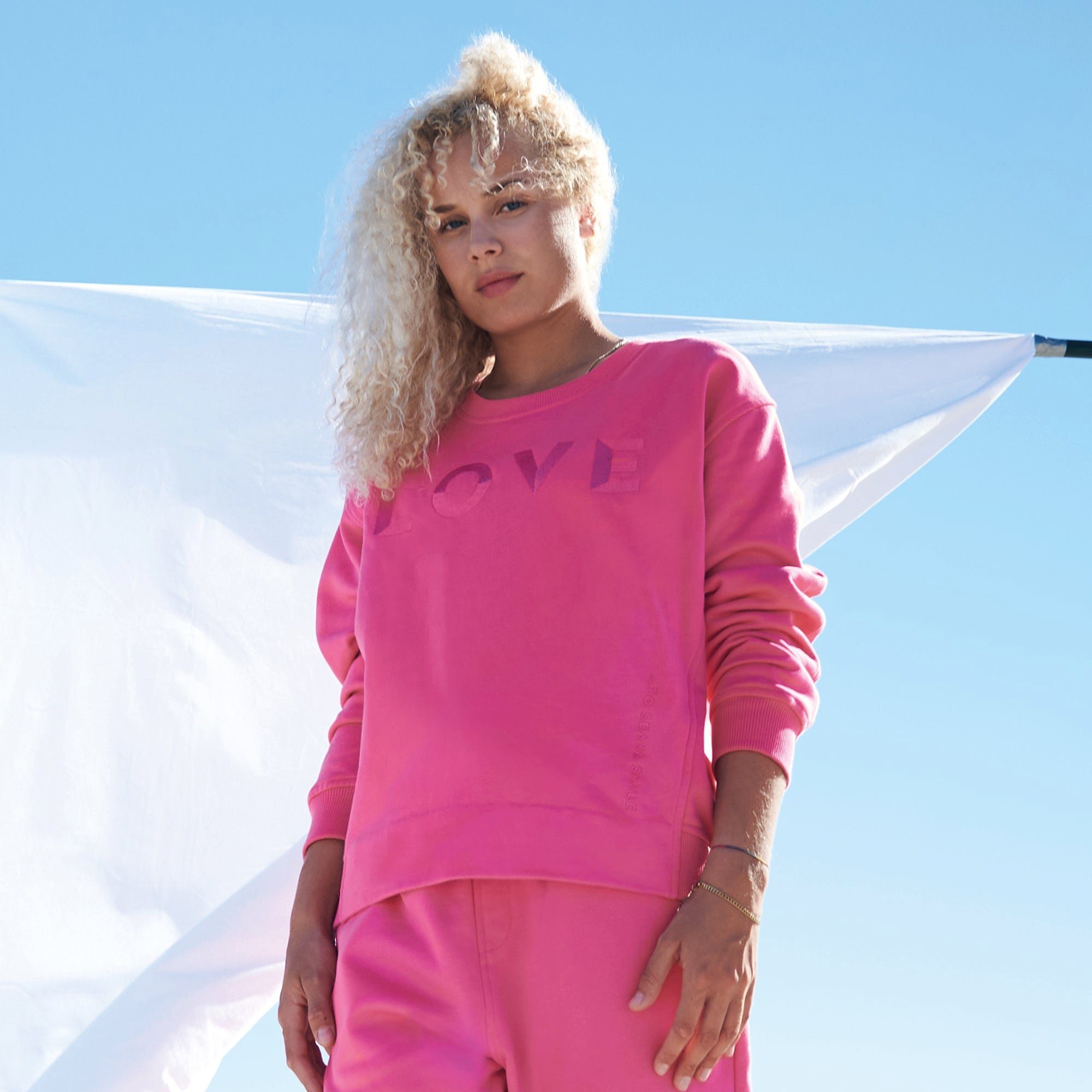 SeaYA Sweatshirt Sweathose pink Biobaumwolle Stickerei Blinky Pink