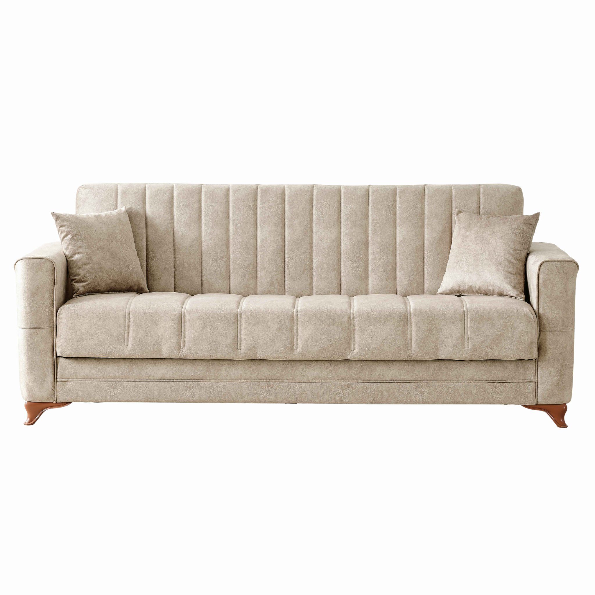 gowoll 3-Sitzer Sofa mit Schlaffunktion Beige Schlafsessel und Stauraum Gästebett