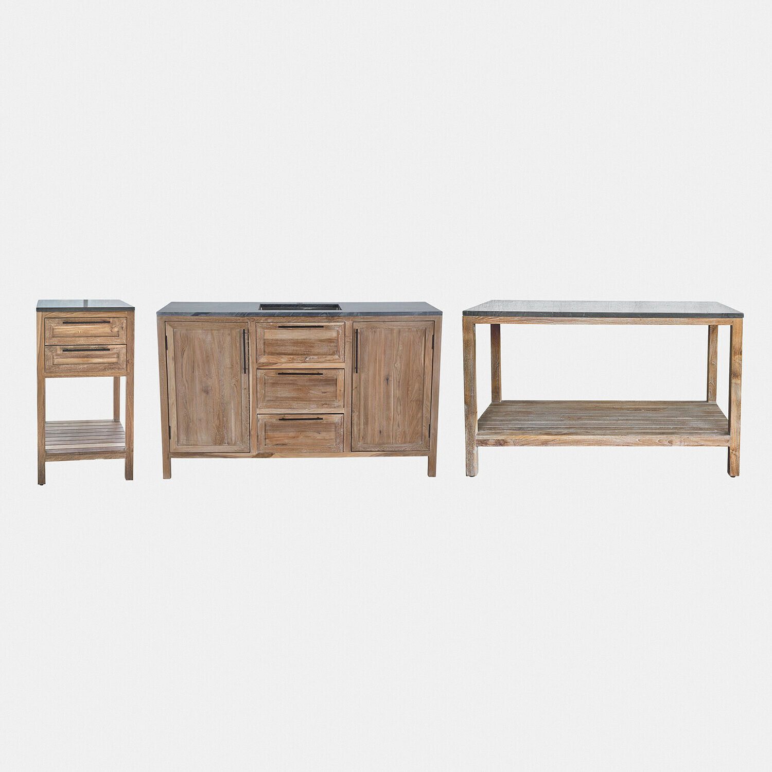 Mirabeau Küchenzeile Outdoor-Küche 3er Set Corviano braun/schwarz