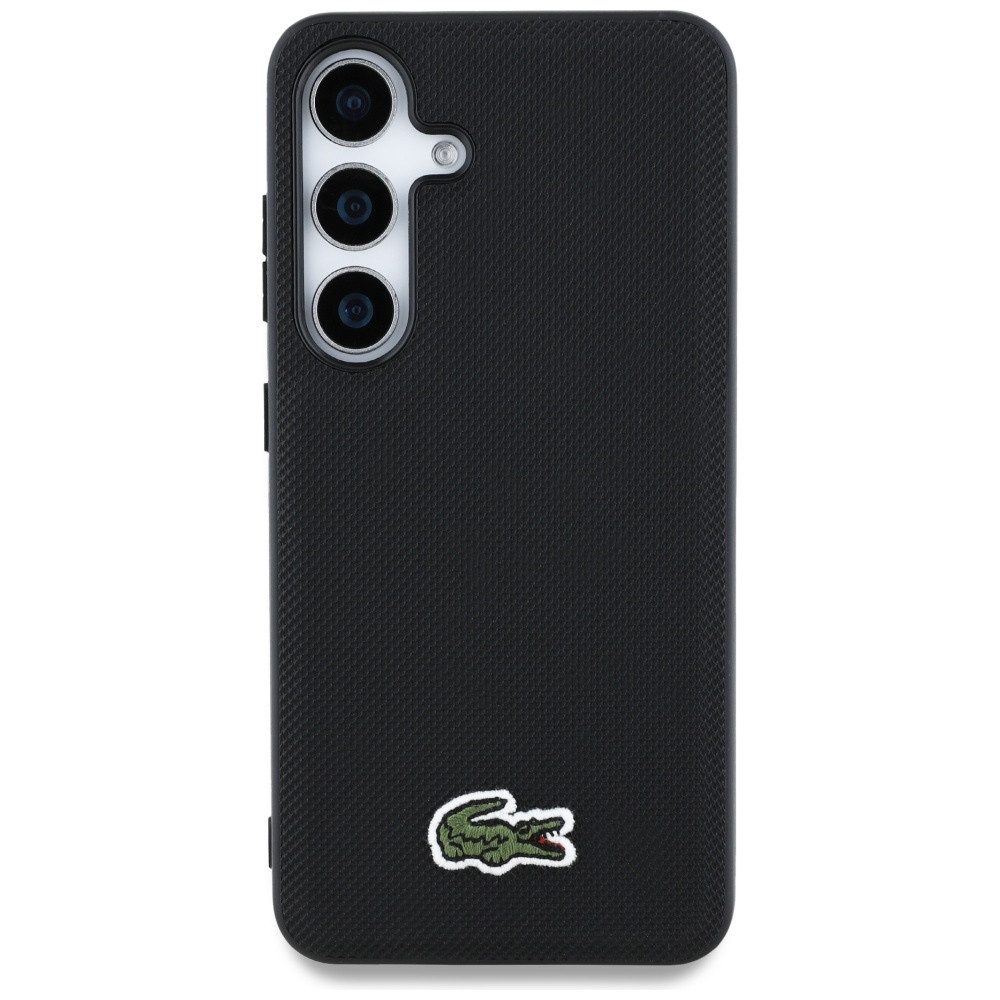 Lacoste Handyhülle Galaxy S25 Petit Pique schwarz MagSafe Logo Krokodil 6,2 Zoll, Kantenschutz