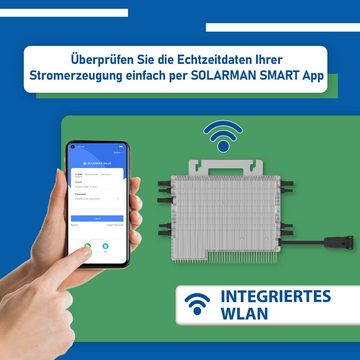 EPP.Solar Solaranlage 1760W/1600W Balkonkraftwerk Komplettset inkl 440W Bifazial Solarmodule, 1760,00 W, N Type Monokristallin, (DEYE 1600W Wifi Wechselrichter mit Relais drosselbar von 1600W auf 800W/600W Plus 10m Wielandstecker)