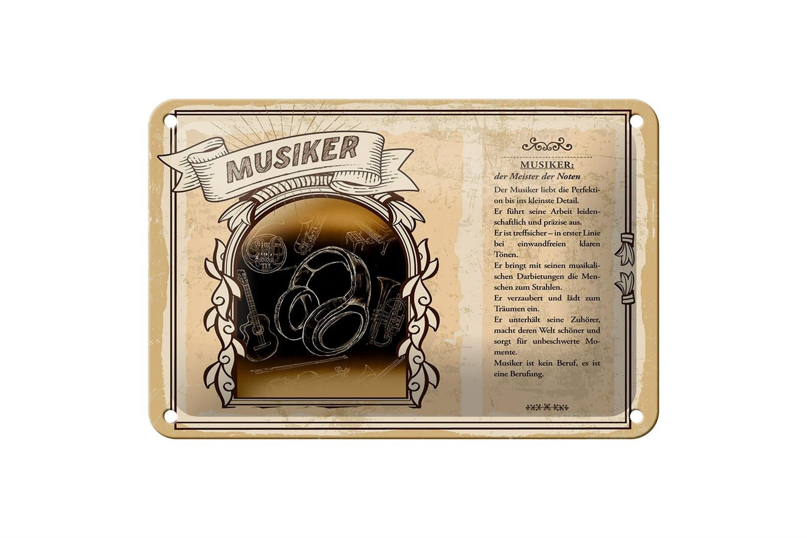 Femer GmbH Metallschild Berufe 18x12cm Musiker Meister der Noten Musik Schild, (1 St), gewölbte Oberfläche, abgerundete Ecken, umgeschlagene Kanten