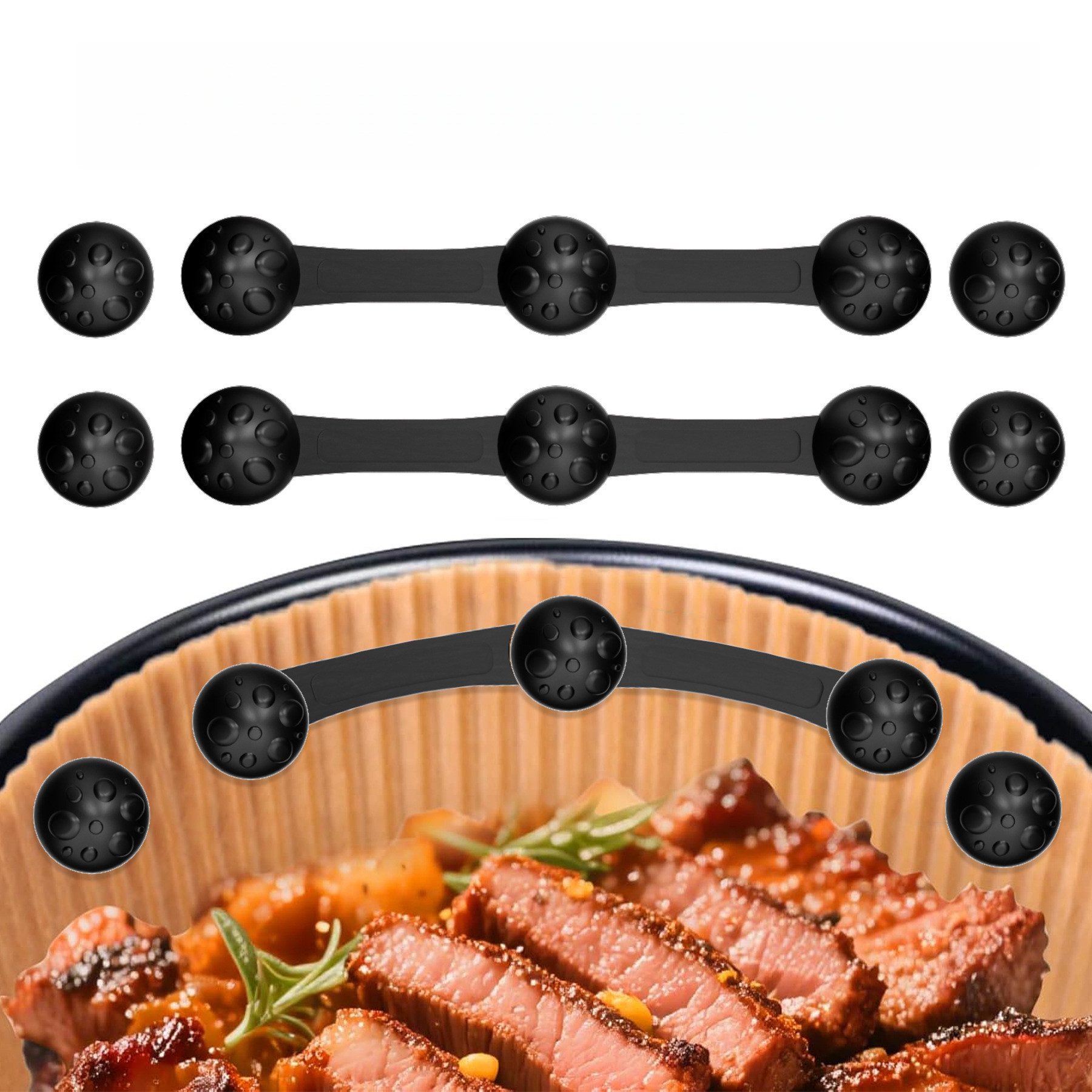 FOUORTUNATE-BEE Backpapier 4er Set Silikon-Klammern für Heißluftfritteusen