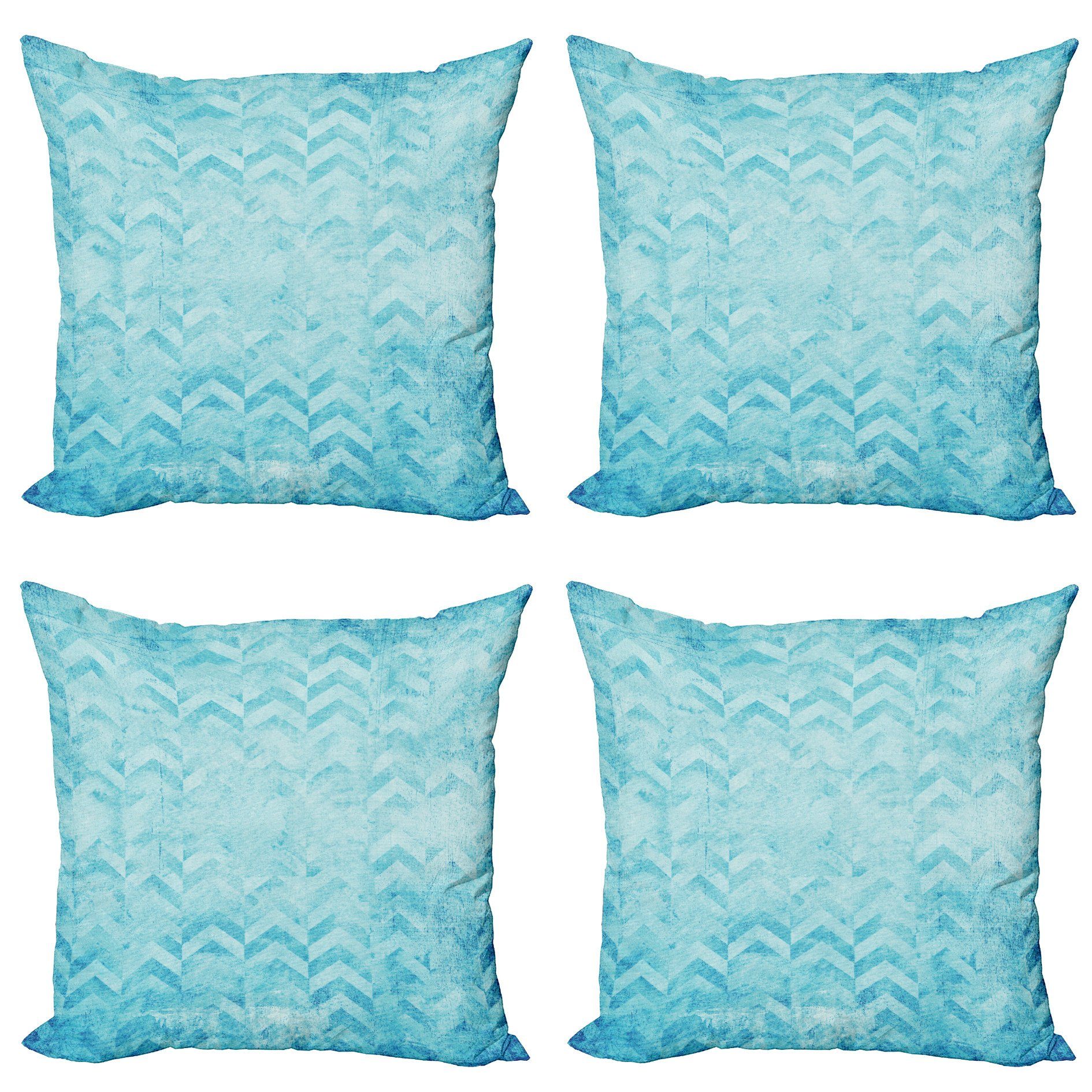 Abakuhaus Kissenbezüge Modern Accent Doppelseitiger Digitaldruck, (4 Stück), Türkis Geomeric Chevron Kunst