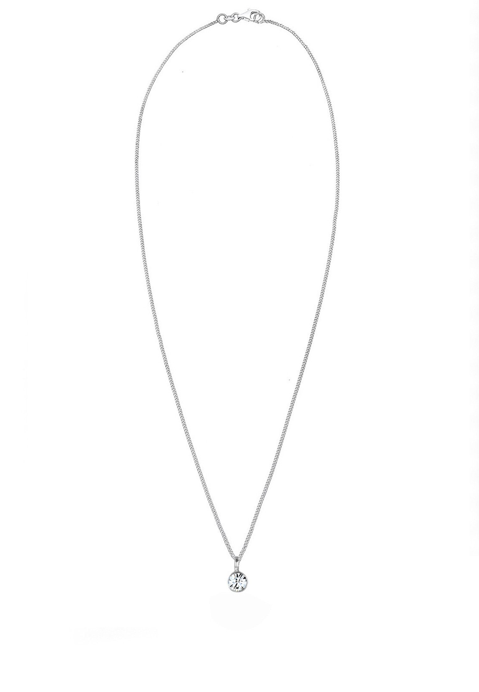 Elli Kette mit Anhänger Solitär Rund Schmuck Geschenk mit Kristallen von Swarovski® 925 Silber, Kreis