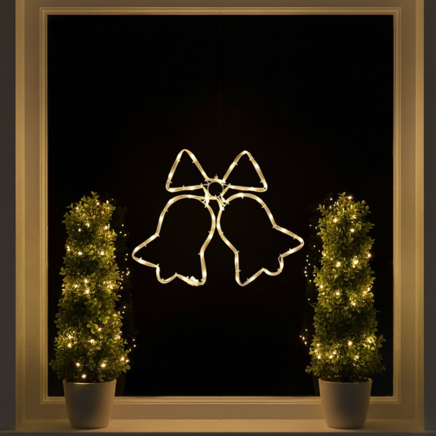 Kamelio LED Fensterbild LED Fensterdeko Weihnachten mit Timer und Batterie Fensterbild, LED, warmweiß