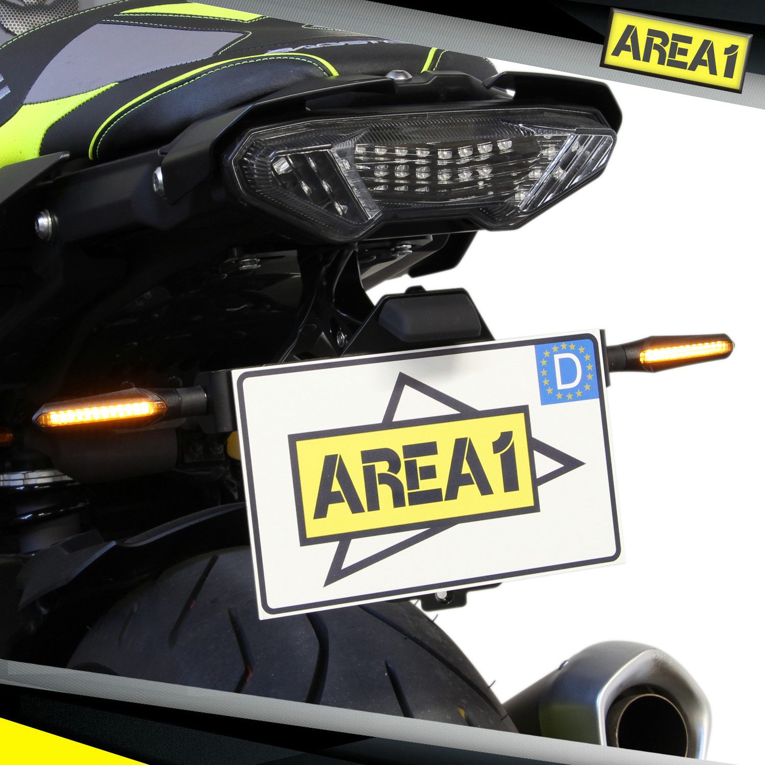 Area1 Blinker Motorrad LED Blinker e-geprüft schwarz, Lauflicht-Effekt, M8 Set (2), Lauflicht