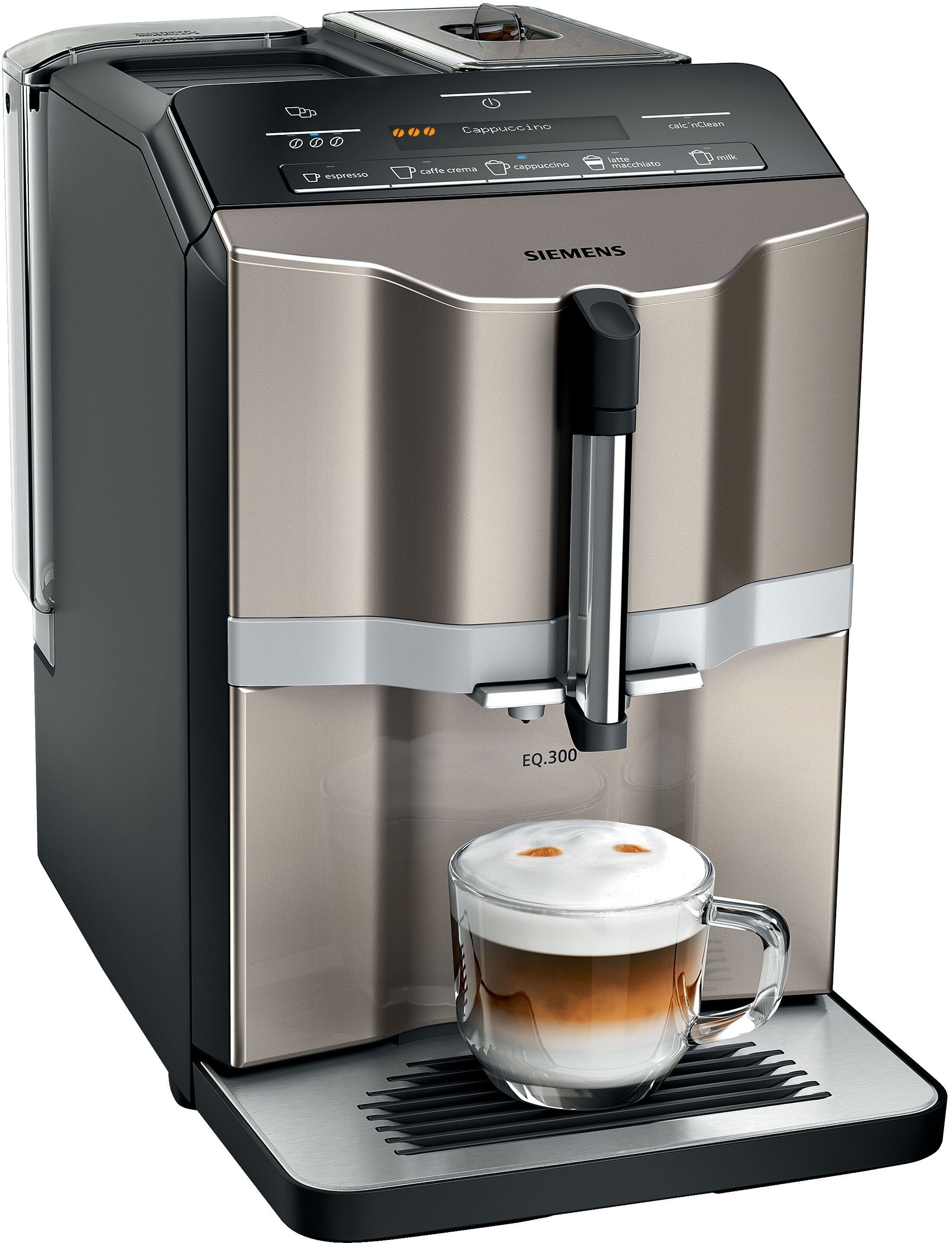 SIEMENS Kaffeevollautomat EQ.300 TI353514DE, einfache Zubereitung, 5 Kaffee-Milch-Getränke, LCD-Dialog-Display