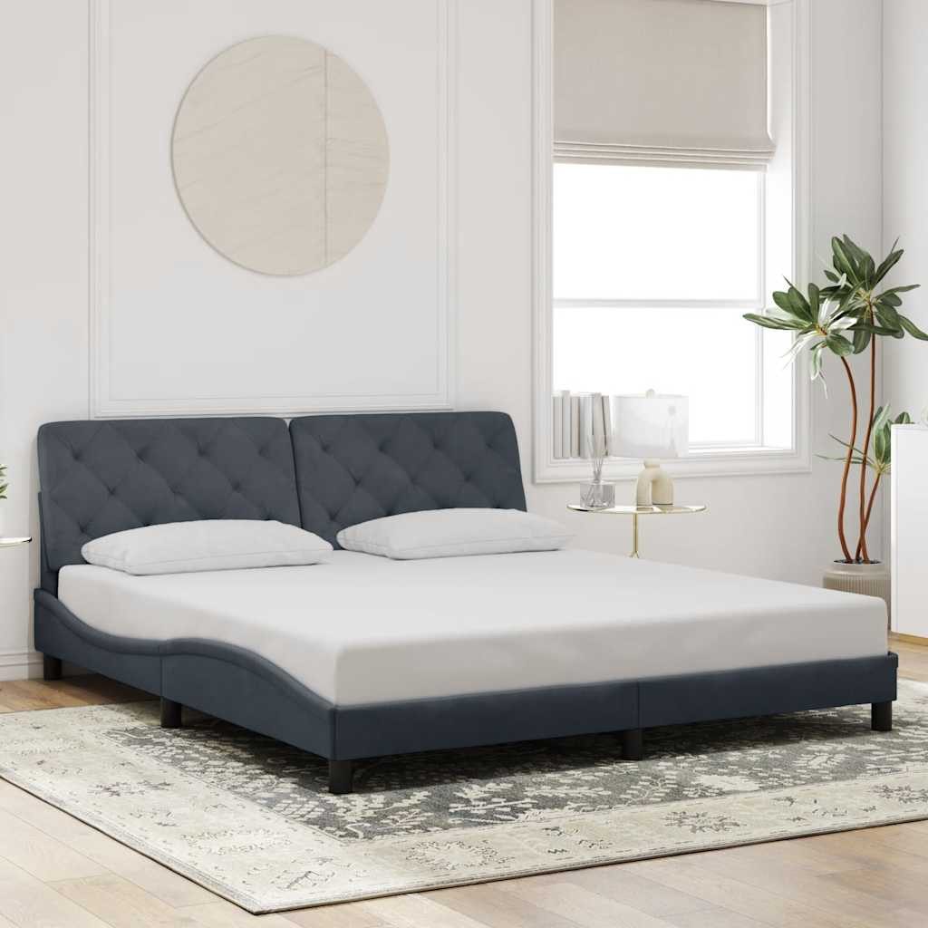 vidaXL Bett Bettgestell ohne Matratze Dunkelgrau 180x200 cm Samt
