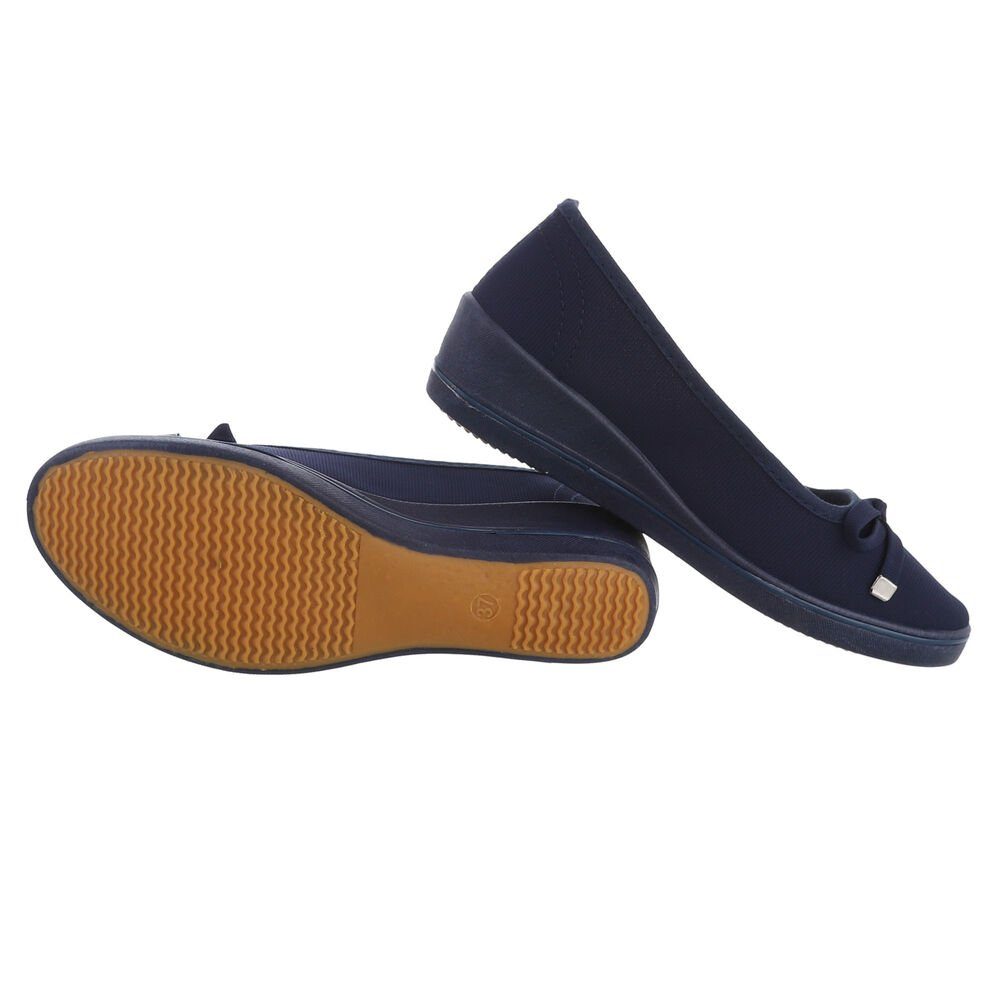 Ital-Design Slipper Keilabsatz/Wedge Freizeit in Schlupfschuhe Damen Dunkelblau Slipper