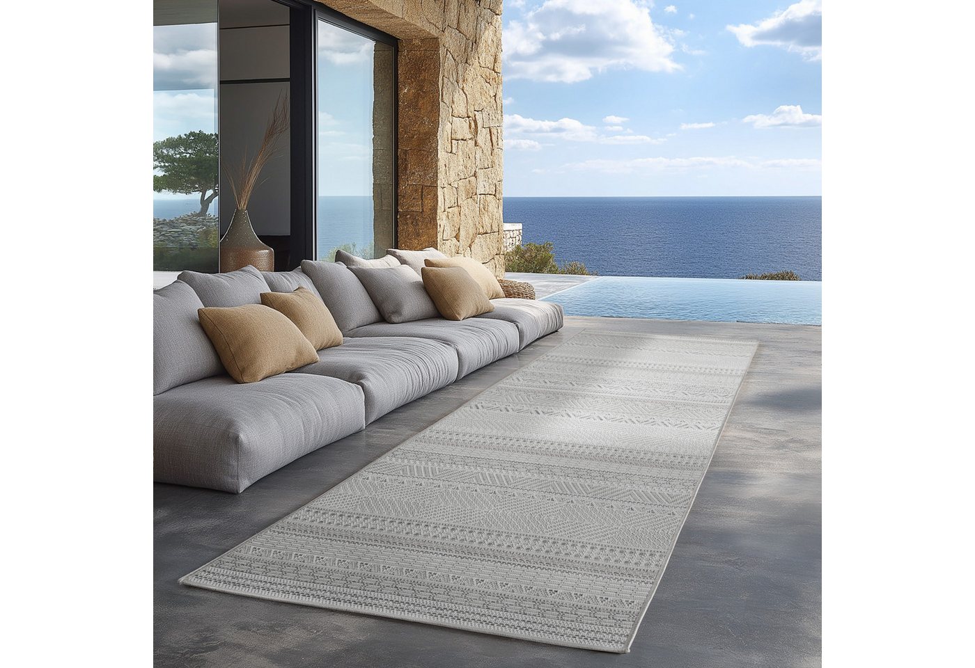 Carpettex Outdoorteppich Boho Design, Läufer, Höhe: 5 mm, Outdoor Teppich Wetterfest Modern Design Wohnzimmer Küchen Terrasse