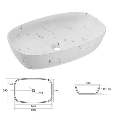 Lomadox Waschtisch DUNDEE-56, Eiche 60 cm Waschbeckenschrank Keramik Waschbecken 2 Auszüge