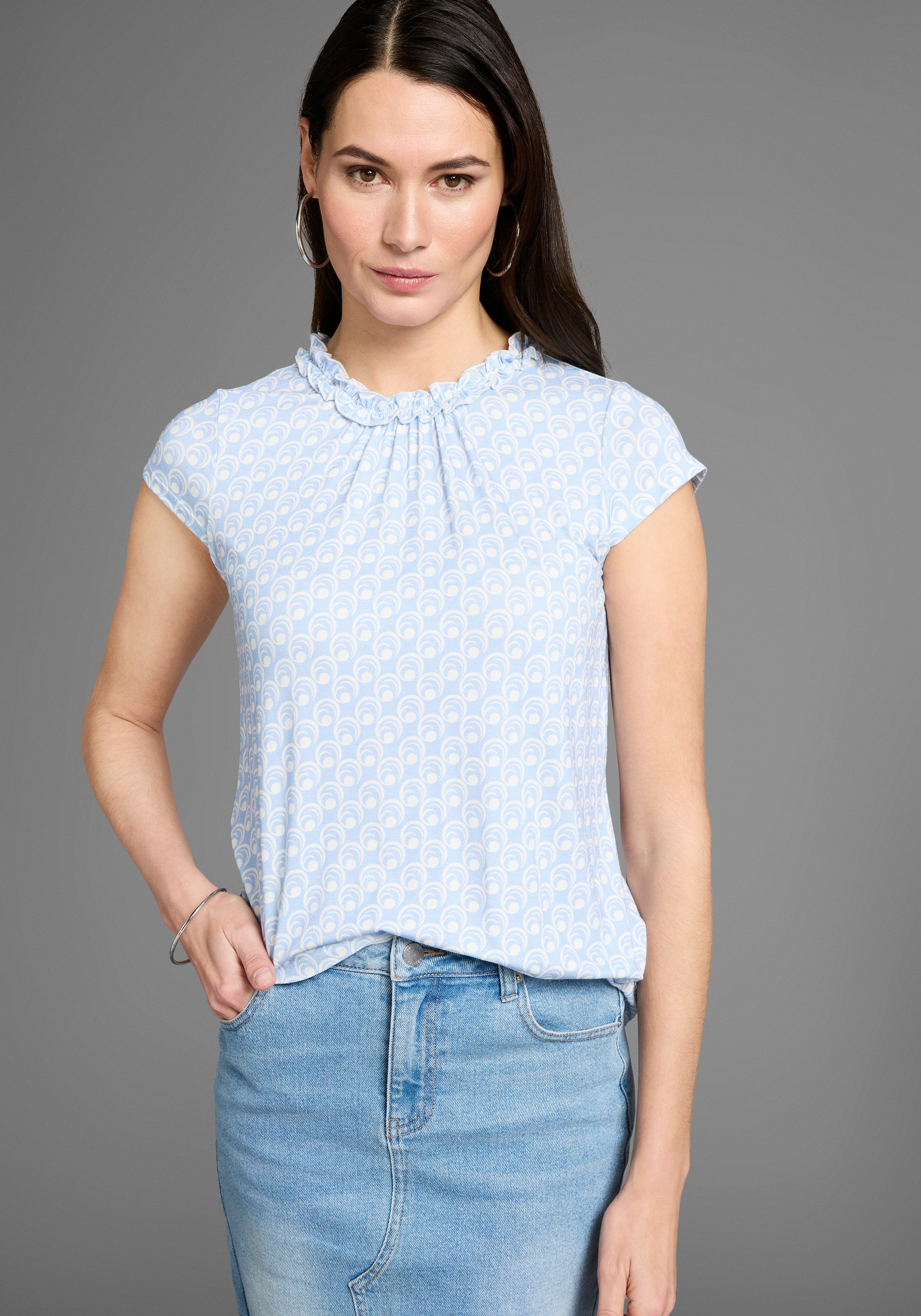 HECHTER PARIS Print-Shirt mit femininem Ausschnittdetail günstig online kaufen