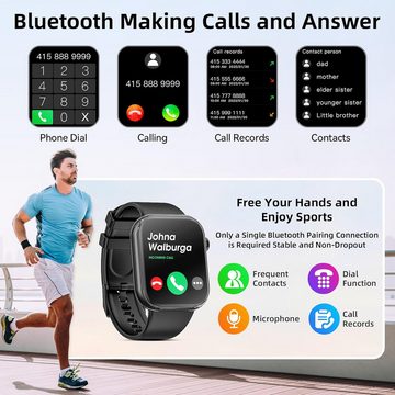 Hwagol Fitness Tracker 140+ Sports Modes Wasserdicht Smartwatch (1,8 Zoll, Android/iOS), Heart Rate/Sleep Monitor/Pedometer/Calorie-Tracker