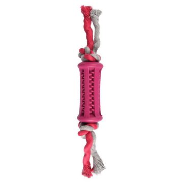 Flamingo Spielknochen Hundespielzeug Dental Gummirolle mit Seil