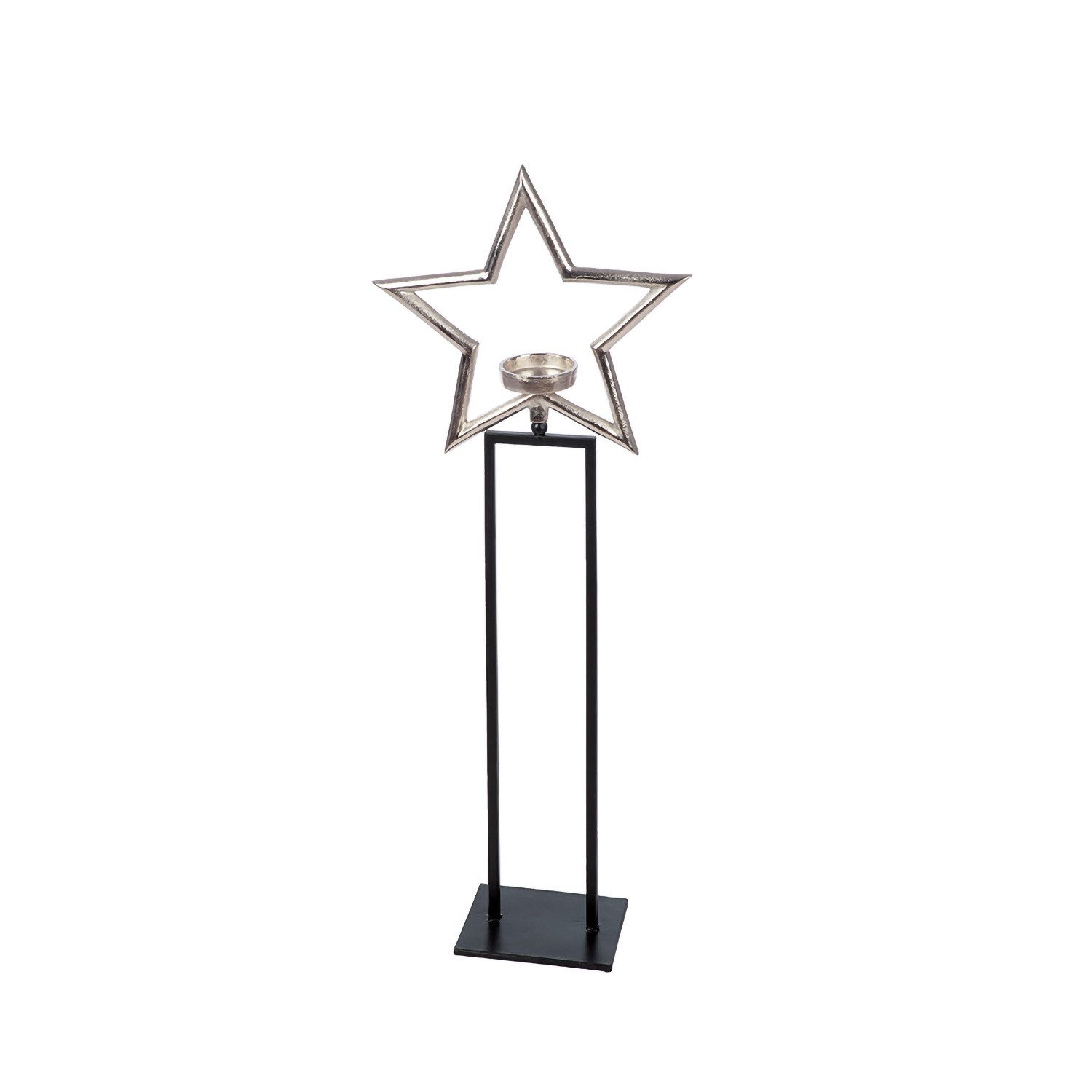 Kerzenleuchter FELIZ - Kerzenleuchter Metall - silber-schwarz - H. 93cm - Weihnachten