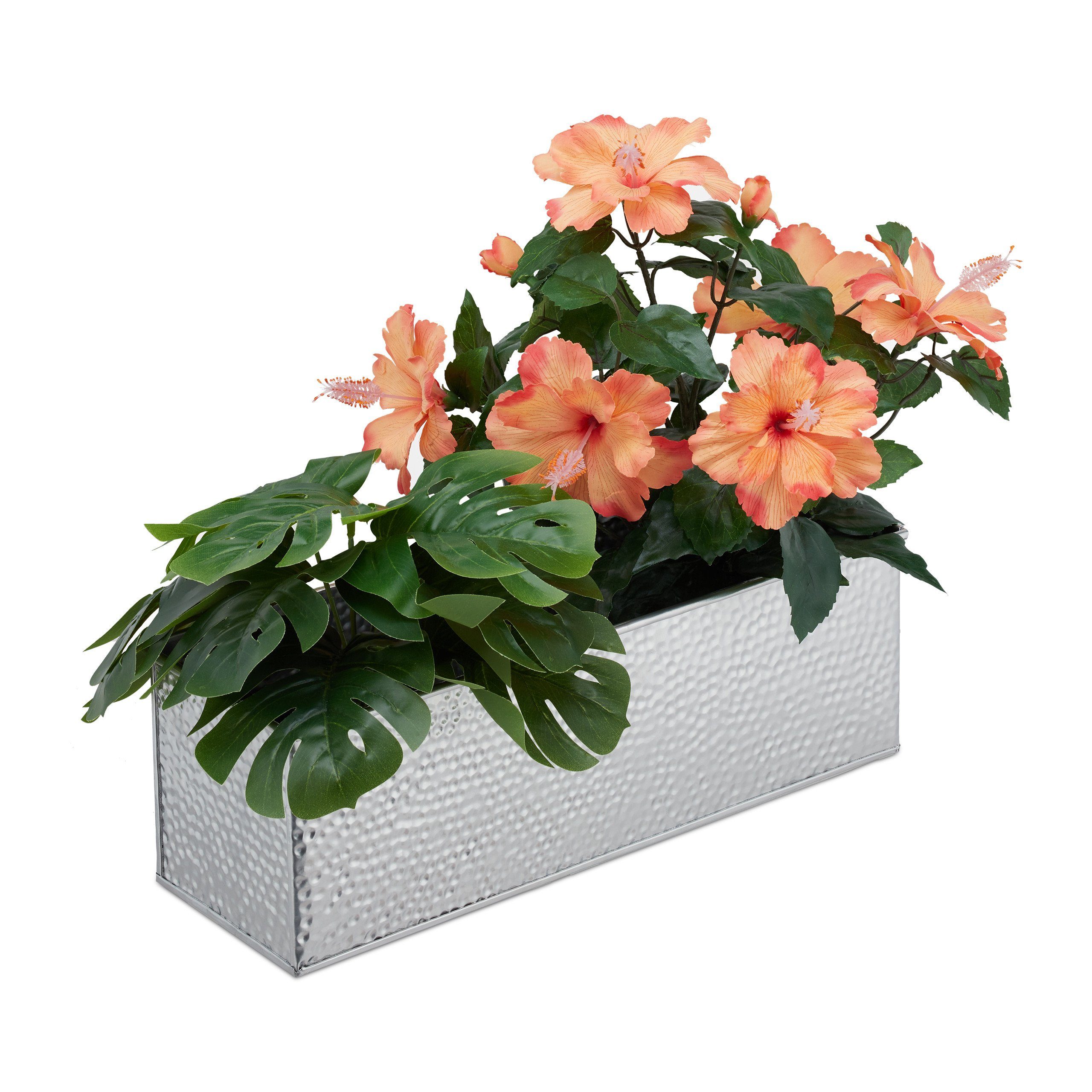 relaxdays Blumenkasten für inne, silber