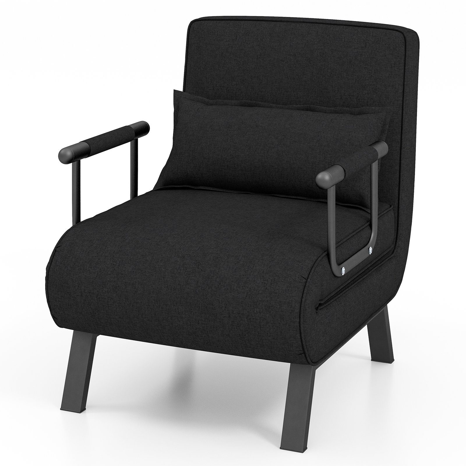 COSTWAY Schlafsofa, 4 in 1, Rückenlehne, kg mit 150 Schwarz verstellbarer klappbar