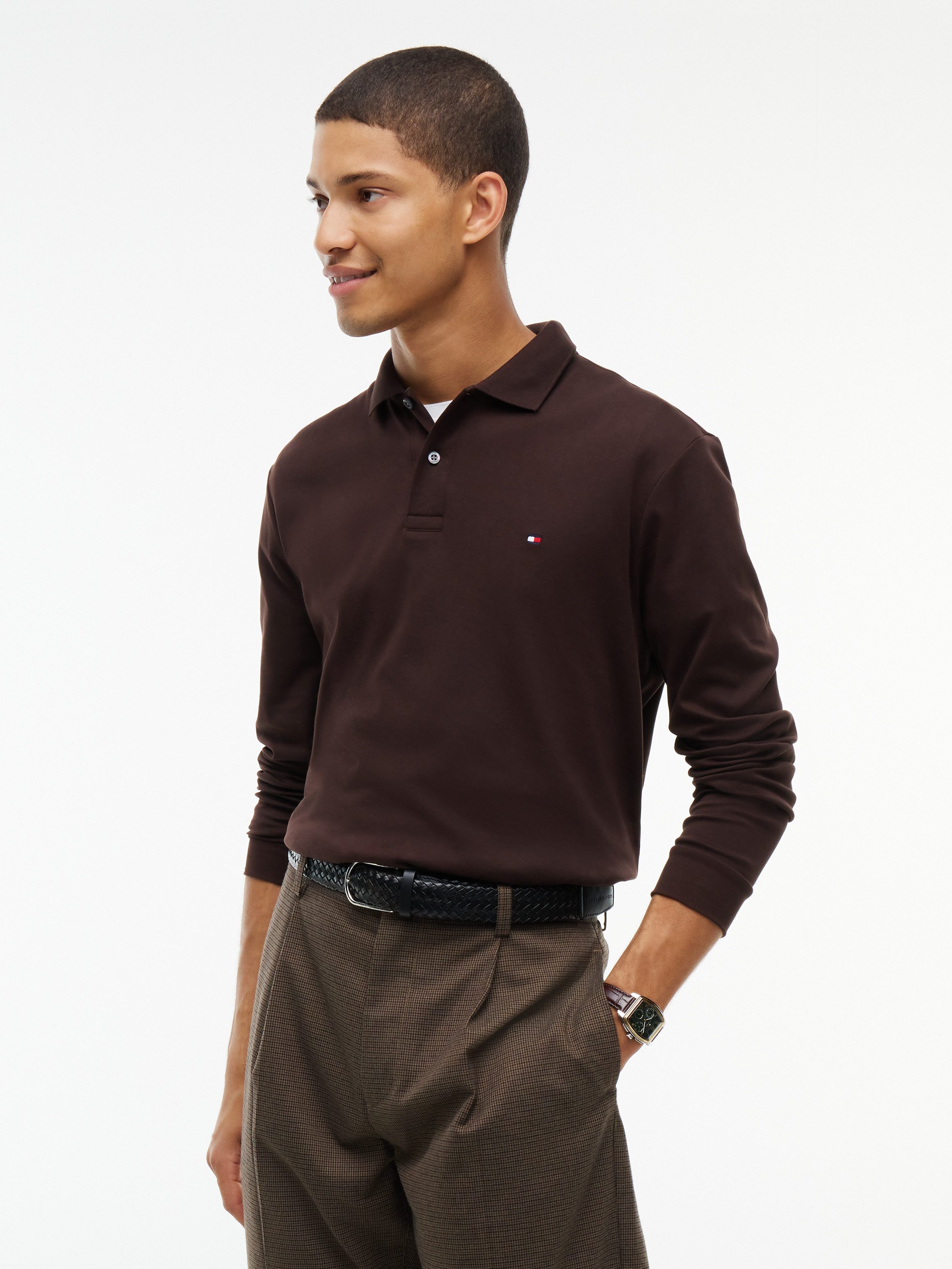 Tommy Hilfiger Langarm-Poloshirt L/S LIQUID COTTON REG POLO mit Jersey und Markenlabel unifarben, casual, regular fit, Baumwolle, Polokragen