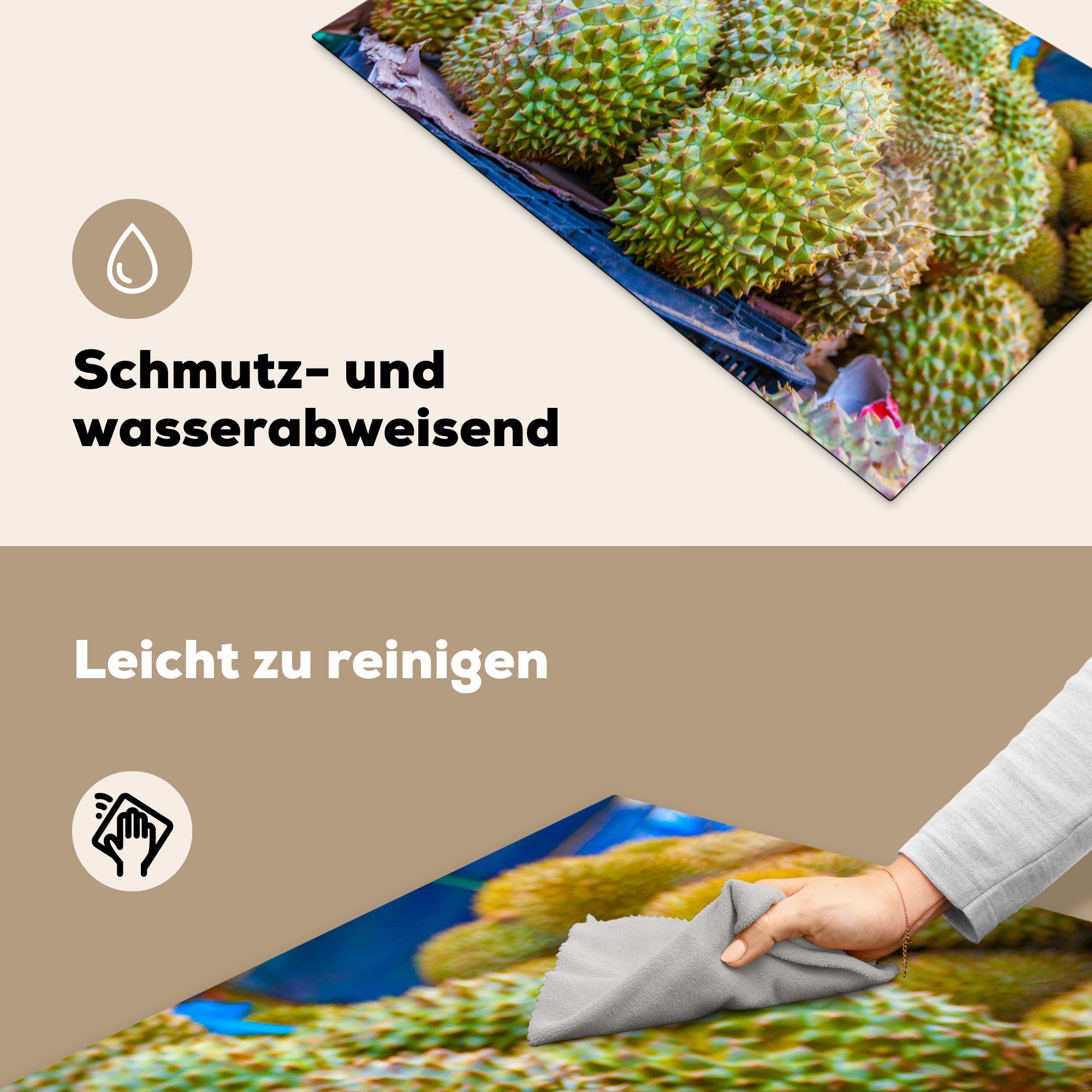tlg), zu Vinyl, Die Durian cm, 83x51 Arbeitsplatte für Herdblende-/Abdeckplatte MuchoWow küche exotische (1 Frucht verkaufen, Ceranfeldabdeckung,