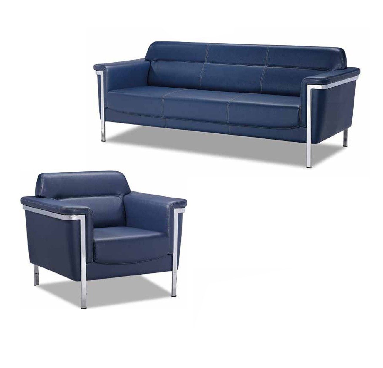 Xlmoebel Polstergarnitur Luxuriöse blaue Sofagarnitur 3+1 Sitzer aus Leder, (Sofagarnitur, 2-tlg., 3+1 Sitzer), Made in Europa