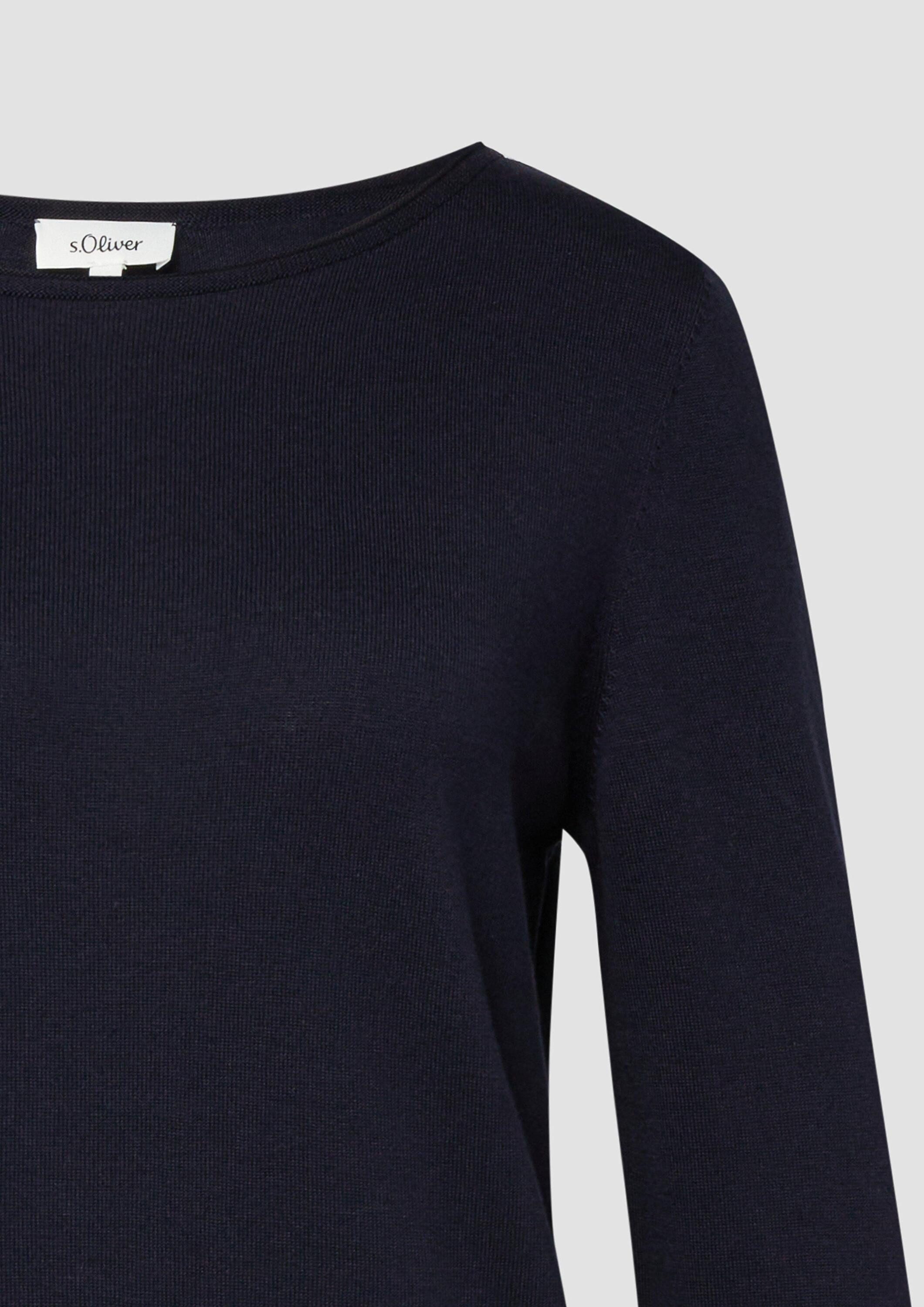 s.Oliver Longpullover Strickpullover Feinstrickpullover mit Rollkanten
