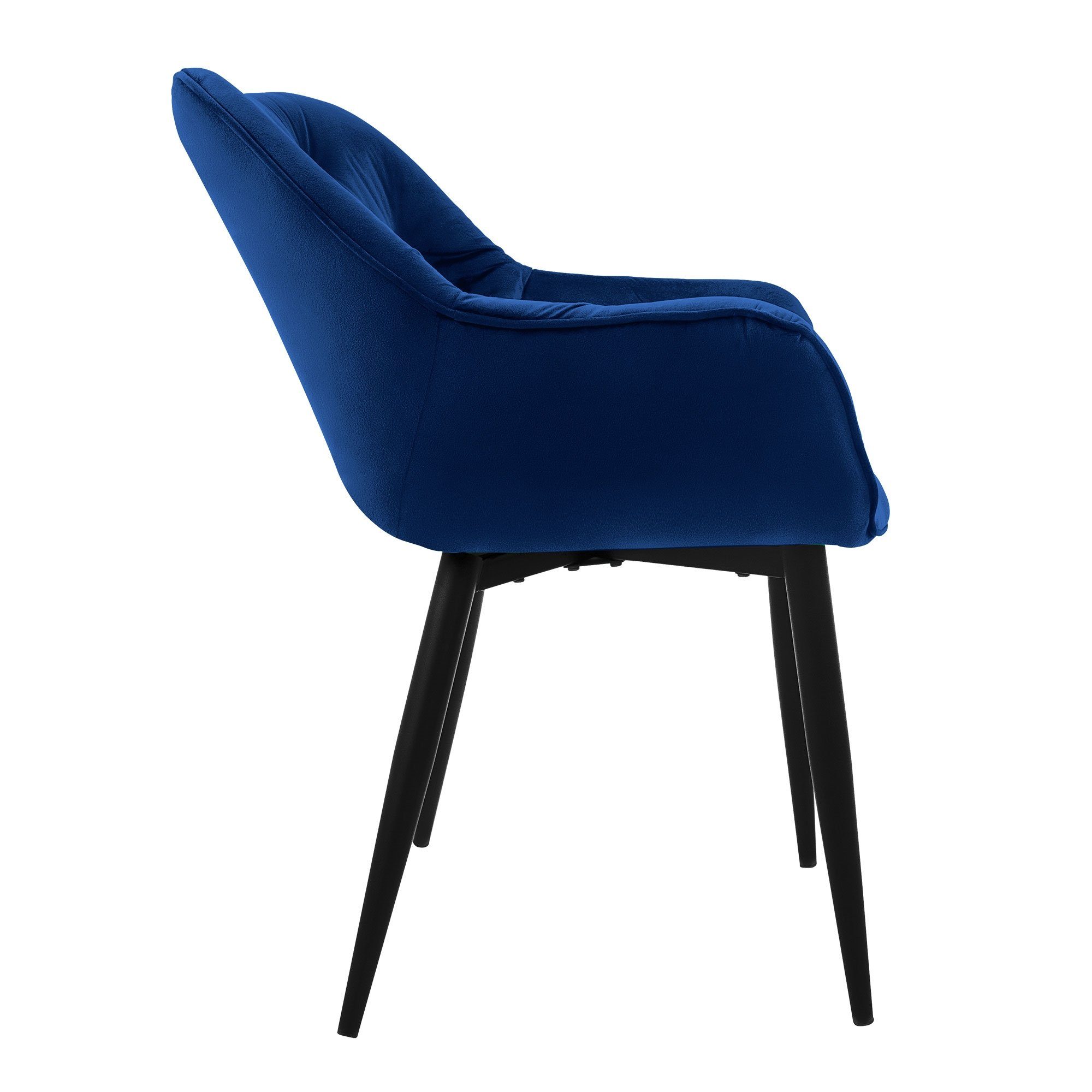 2er Wohnzimmerstuhl Ergonomisch Set ML-DESIGN Sessel, Stuhl Samtstoff Polsterstuhl Metallbeinen Dunkelblau Küchenstuhl
