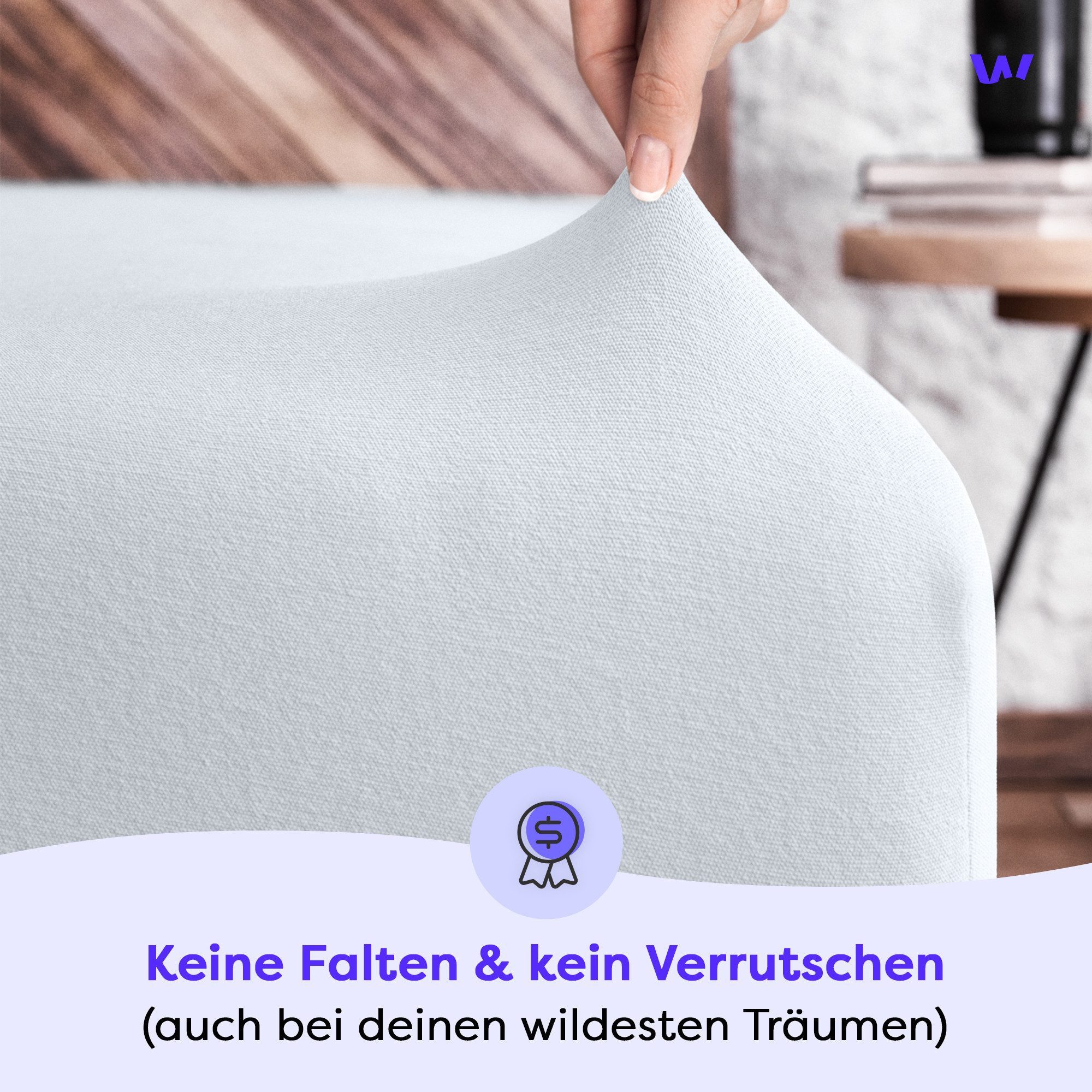 Wolkenfeld Spannbettlaken Boxspringbett Bettlaken - Spannbetttuch für Matratzen bis 40cm, Jersey, Gummizug: rundum, (1 Stück), Elastisch & Rutschfest: 90x200, 1 – Bild 4 von 5