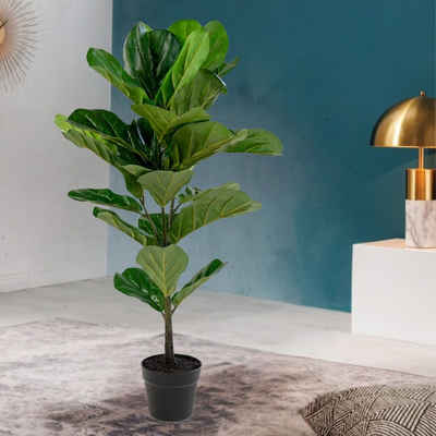 Kunstpflanze Künstliche Pflanze GEIGENBAUM ca. H100cm Geigenfeige Ficus Lyrata, LebensWohnArt