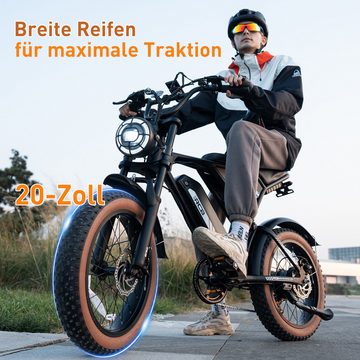 RCB E-Bike für Erwachsene, 7-Gang, 20" Mountain Elektrofahrrad, 250W, 48V 15AH, 7 Gang, Heckmotor