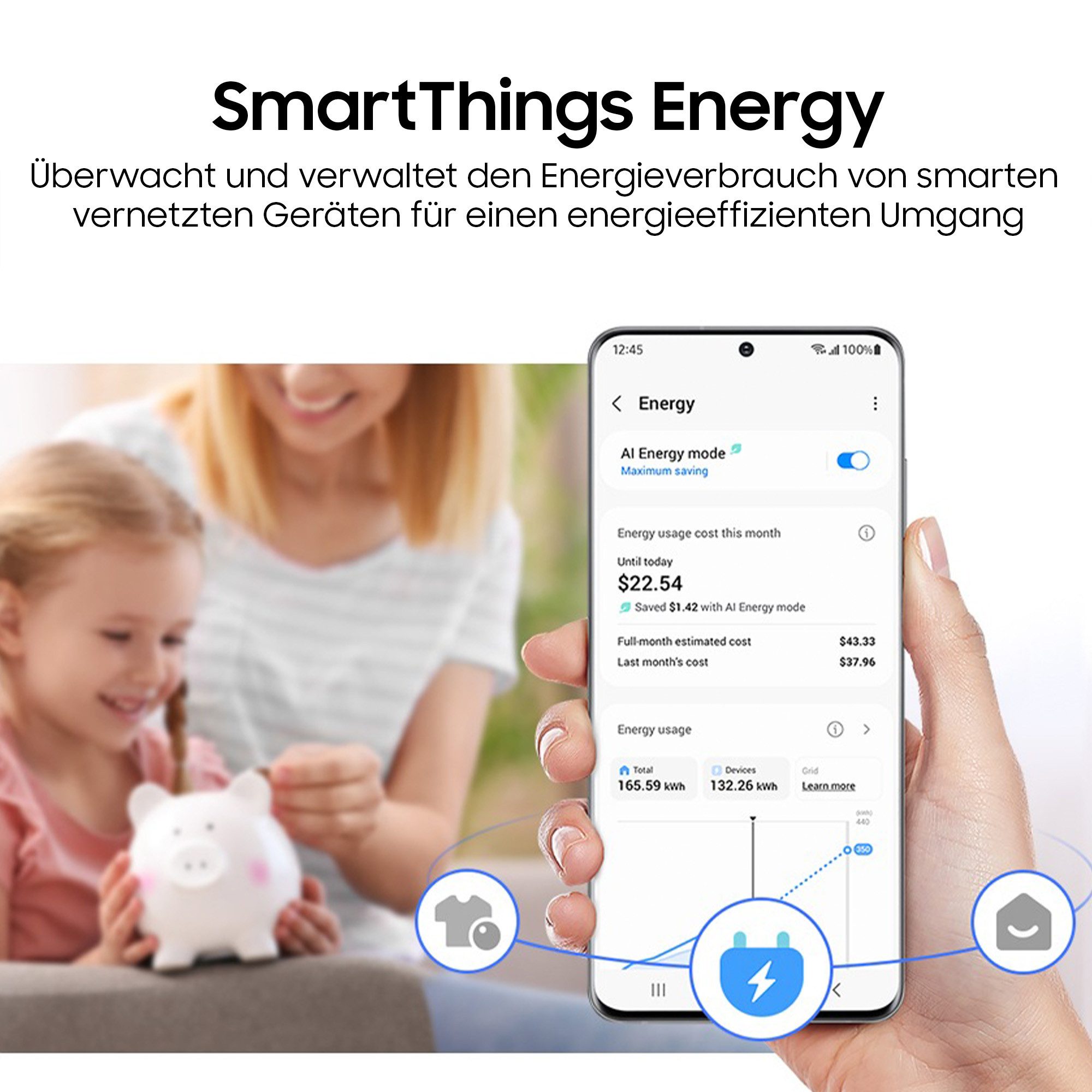 Samsung Waschmaschine WF90H09C4S, 9 kg, 1400 U/min, Großes 7" Touchdisplay So smart wie dein Phone