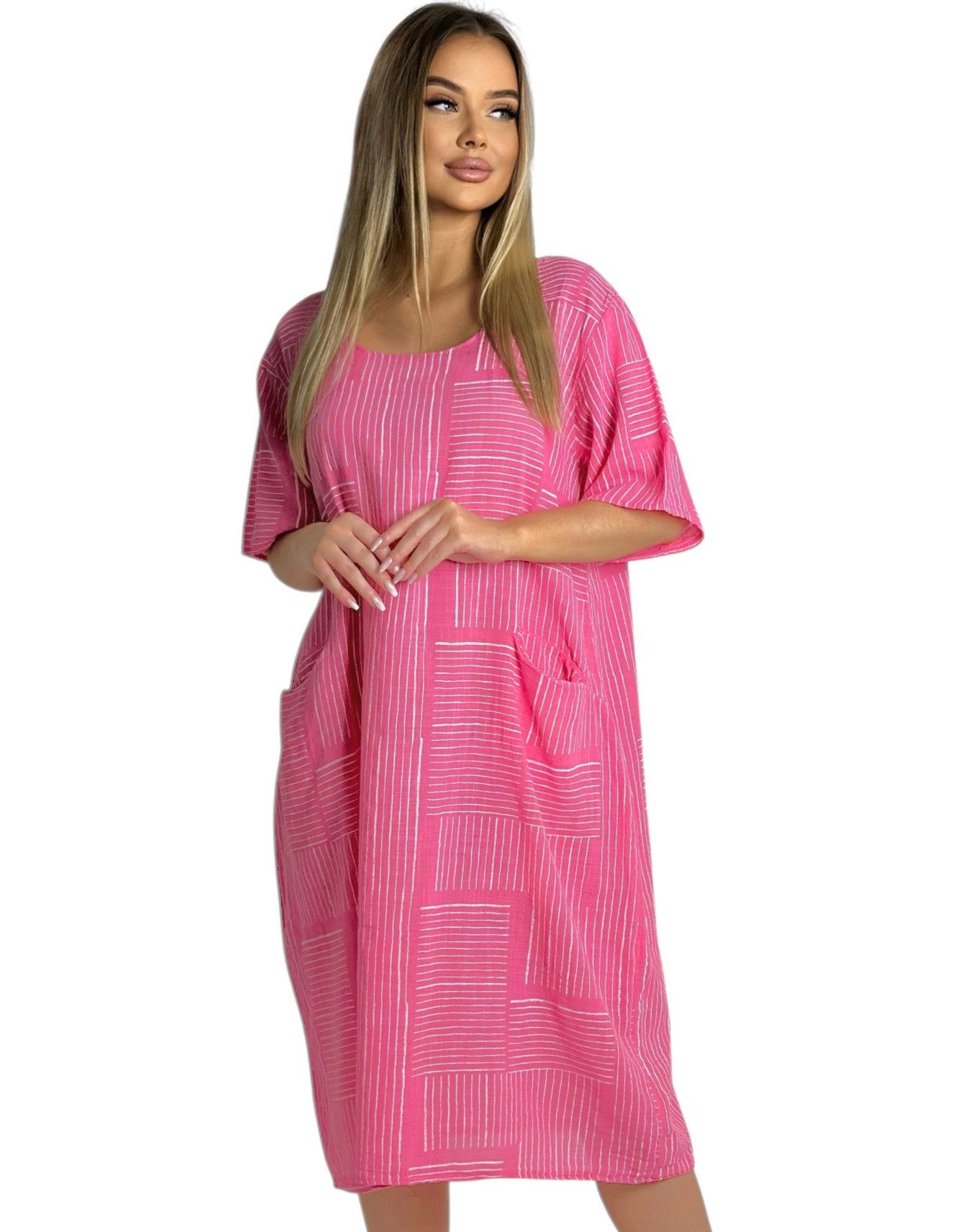 Mississhop Sommerkleid Baumwollkleid 100 % Baumwolle Casual Shirtkleid Strandkleid M.377