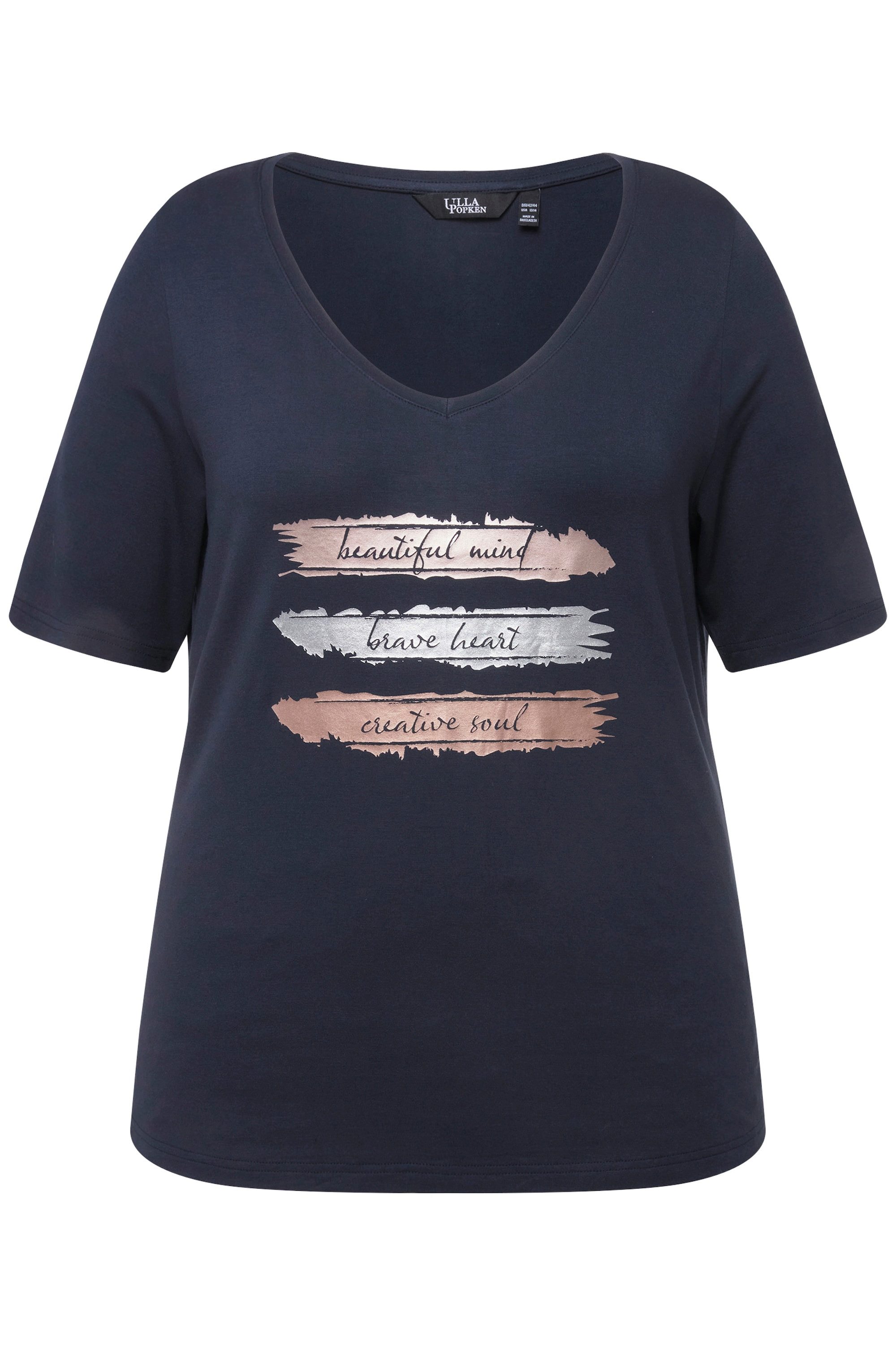 Ulla Popken T-Shirt T-Shirt Metallic-Druck Slim günstig online kaufen