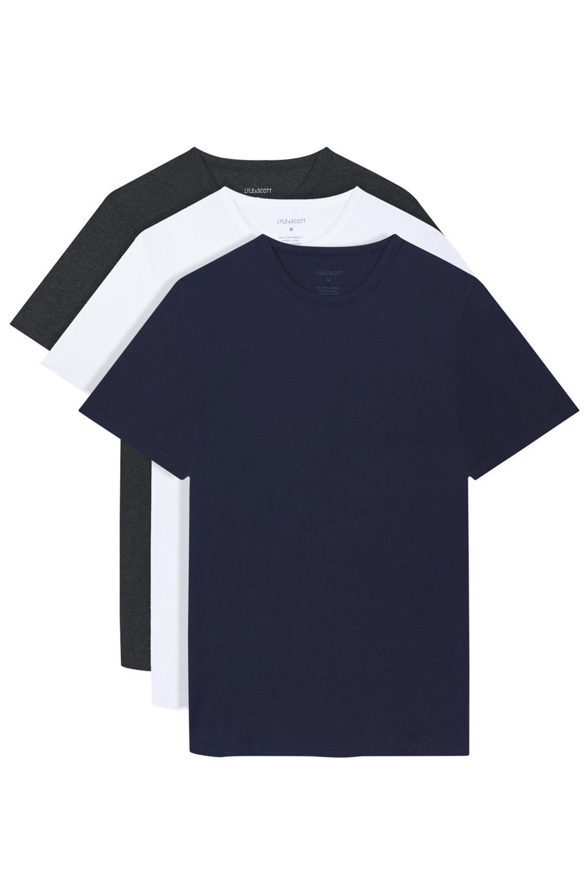 Lyle & Scott T-Shirt Basic Farben (3Er-Set) Weiß/ Dunkelgrau/ Dunkelblau