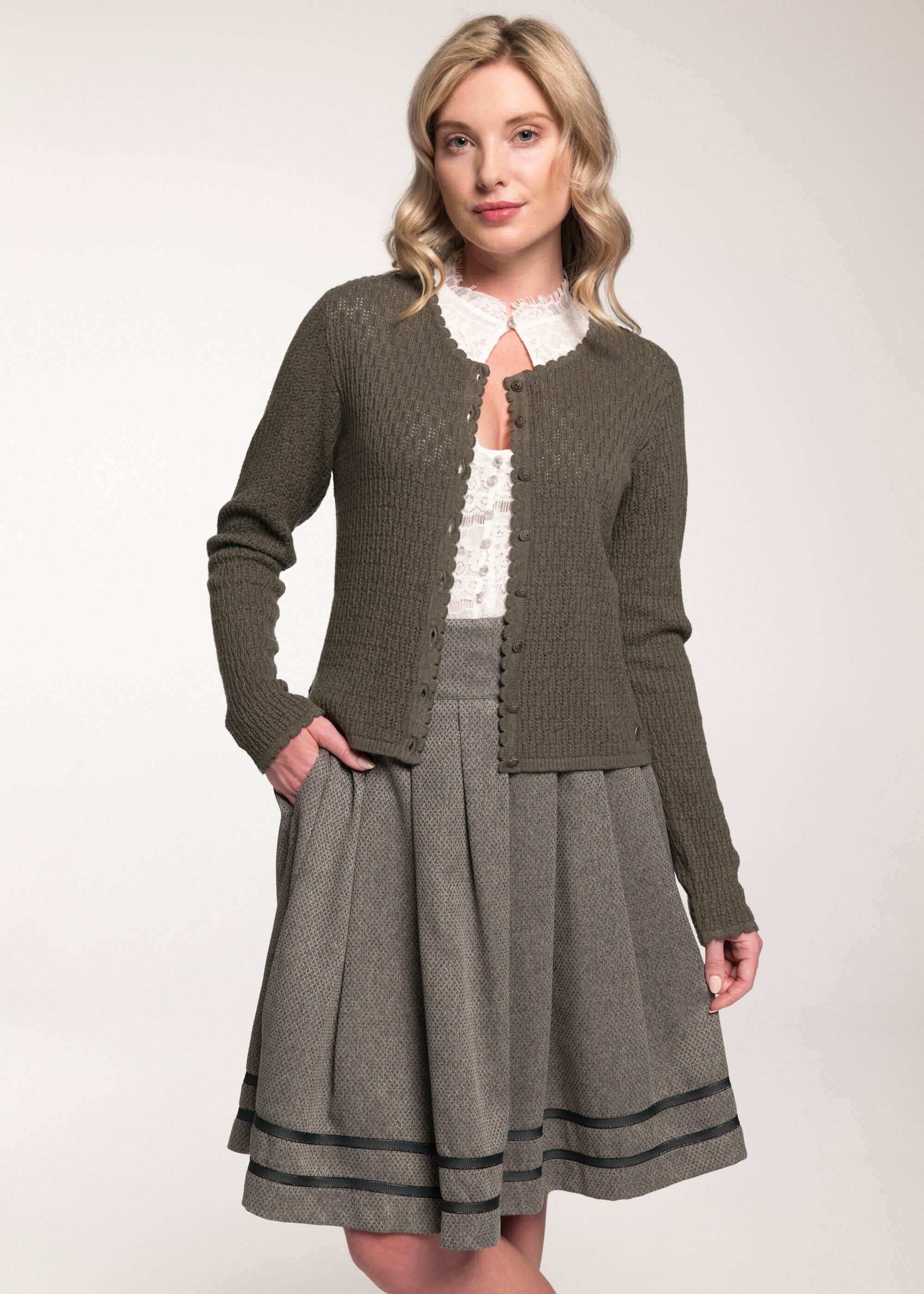 Spieth & Wensky Strickjacke Gertrud mit Rundhalsausschnitt