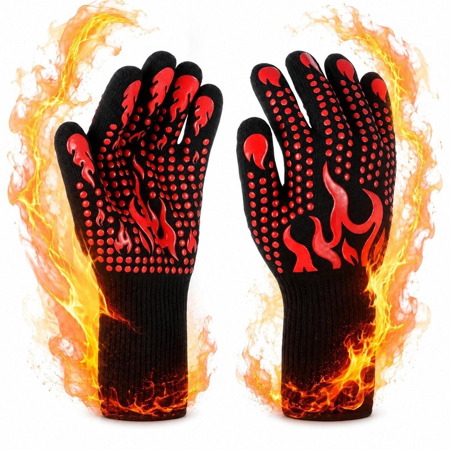 LuxusKollektion Grillhandschuhe Grillhandschuhe Red + Black