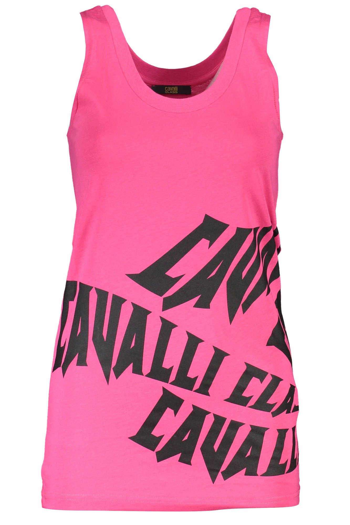 Cavalli Class T-Shirt Damentop Rosa: Breite Schultern, Rundhals